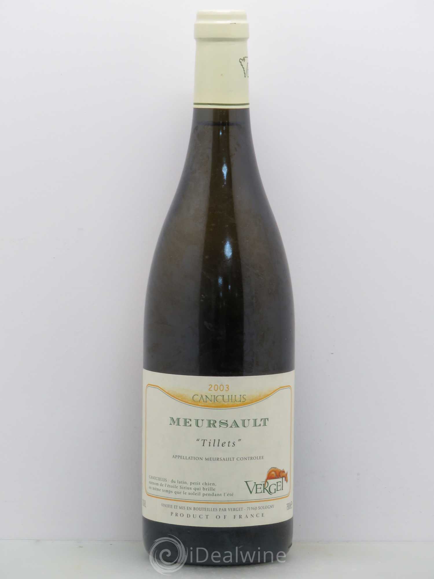 Meursault Meursault Tillets - Cuvée Caniculus Maison Verget 2003 - Posten von 1 Flasche - 0