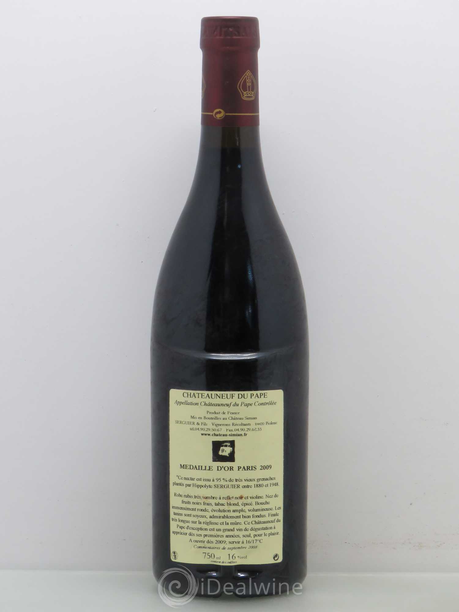 Châteauneuf-du-Pape Château Simian Les Grandes Grenachieres D'Hippolyte 2007 - Posten von 1 Flasche - 1