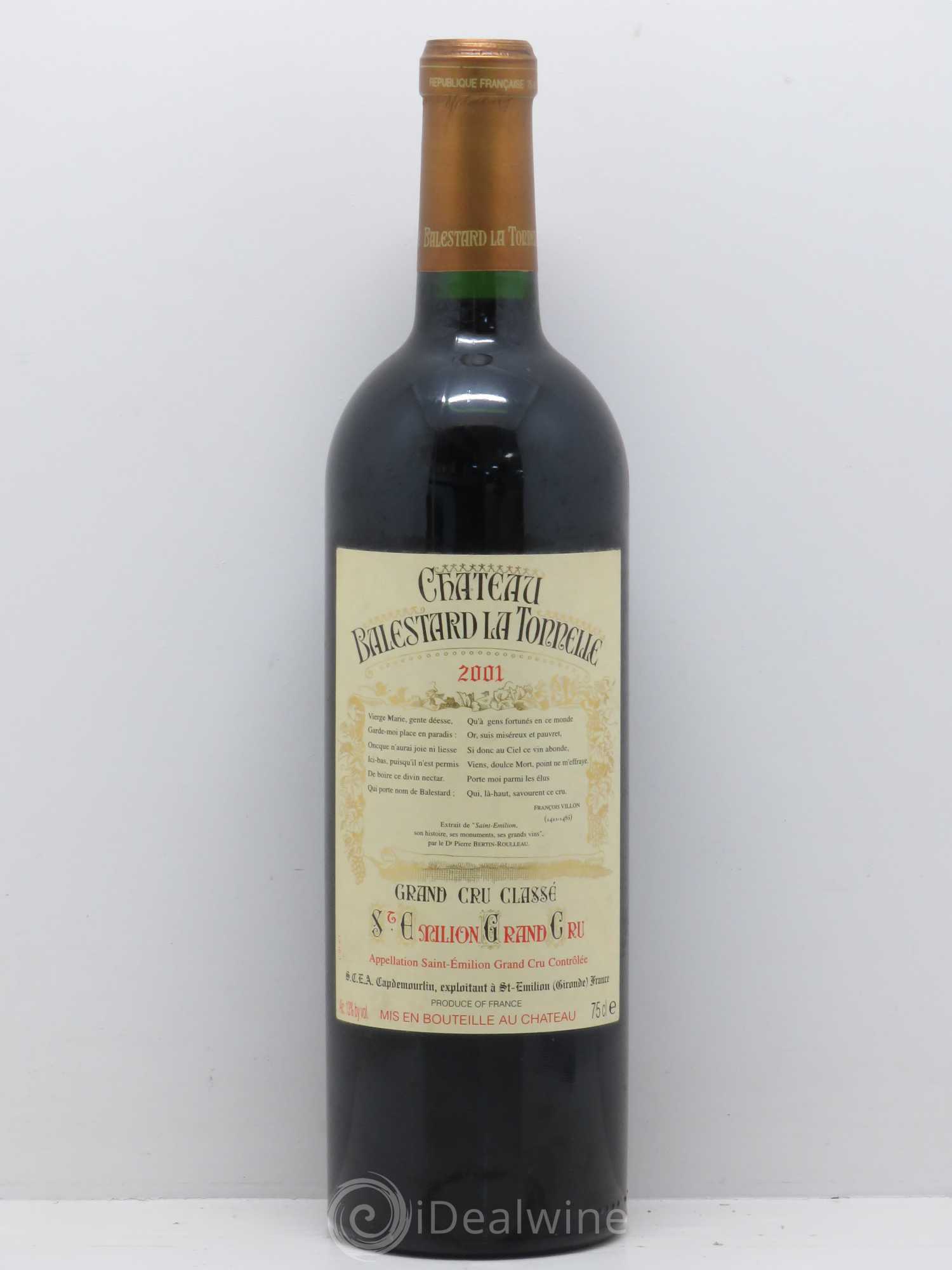 Château Balestard la Tonnelle Grand Cru Classé 2001 - Lot de 1 bouteille - 0