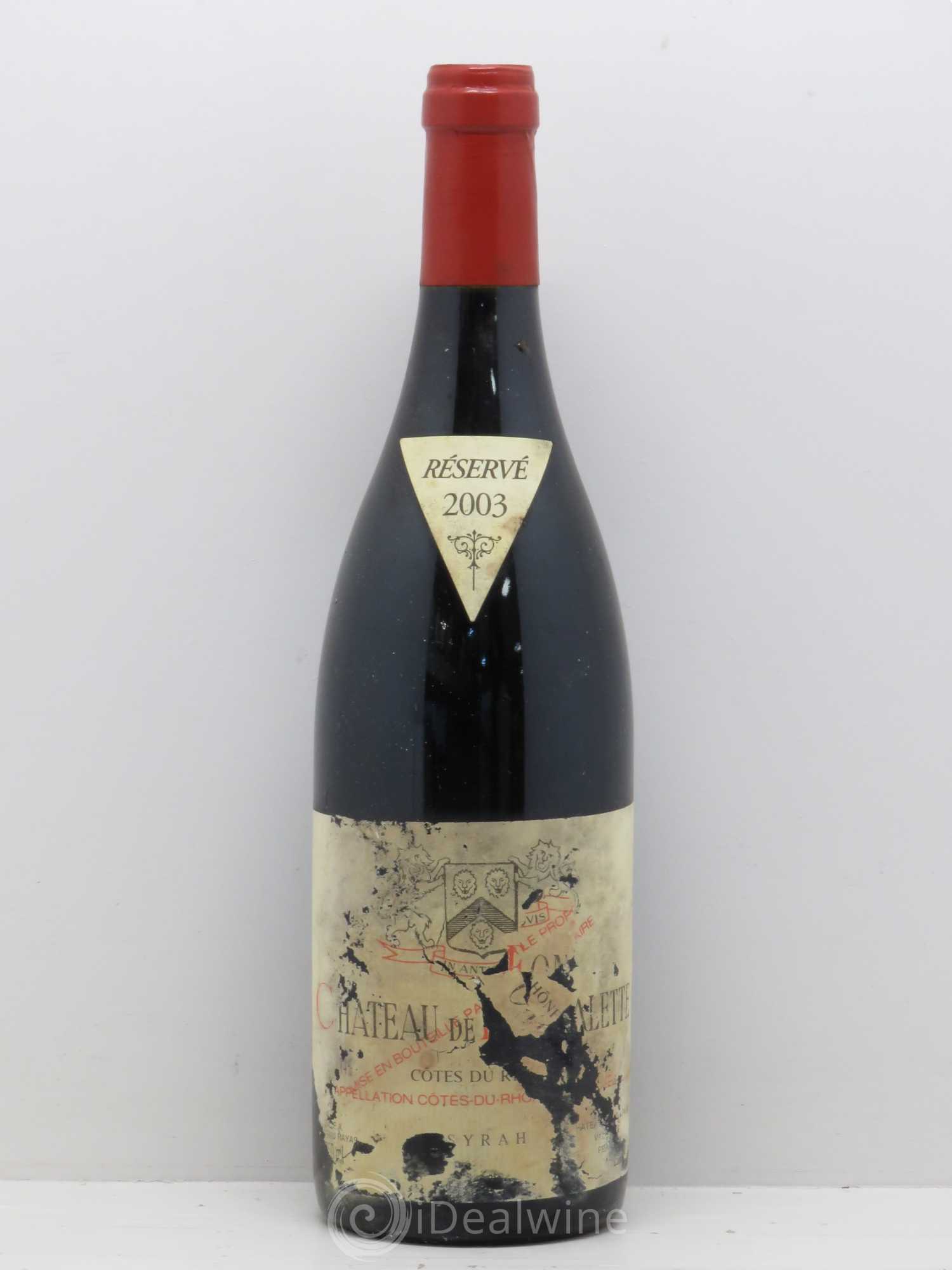 Côtes-du-Rhône Cuvée Syrah Château de Fonsalette (sans prix de réserve) 2003 - Lot de 1 bouteille - 0
