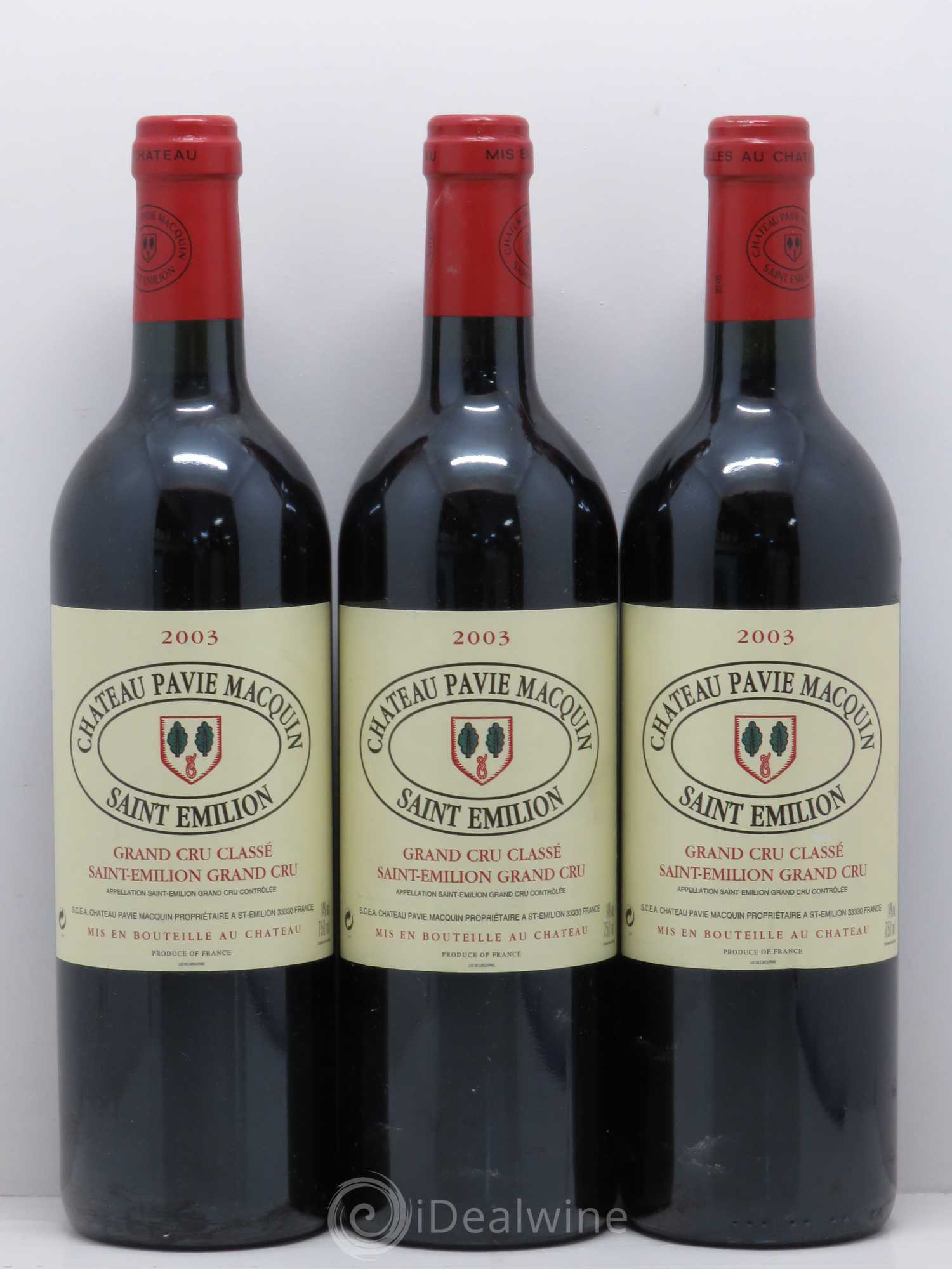 Château Pavie Macquin 1er Grand Cru Classé B 2003 - Lot de 3 bouteilles - 0
