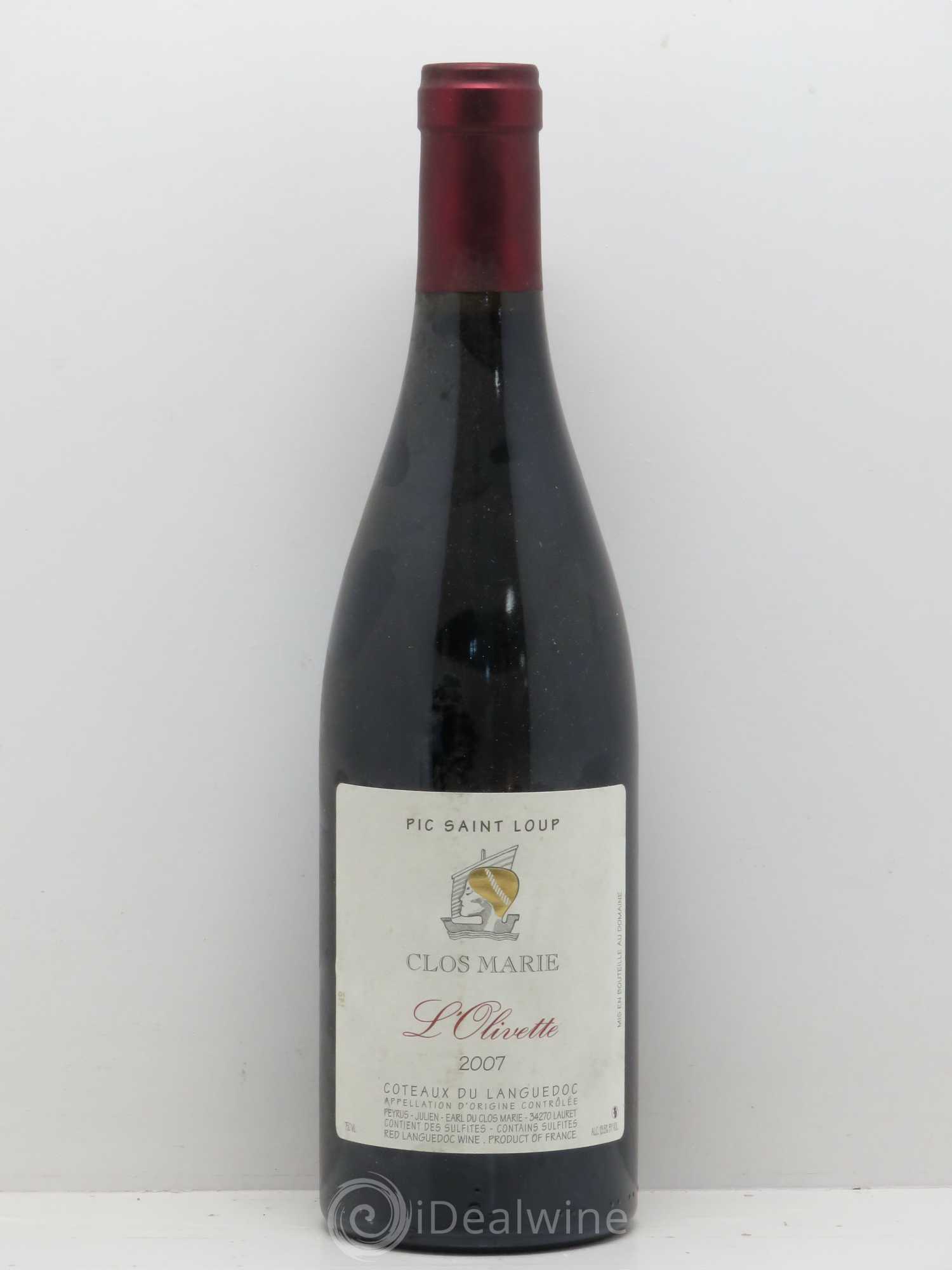 Pic Saint-Loup Clos Marie Olivette Christophe Peyrus et Françoise Julien 2007 - Lot de 1 bouteille - 0
