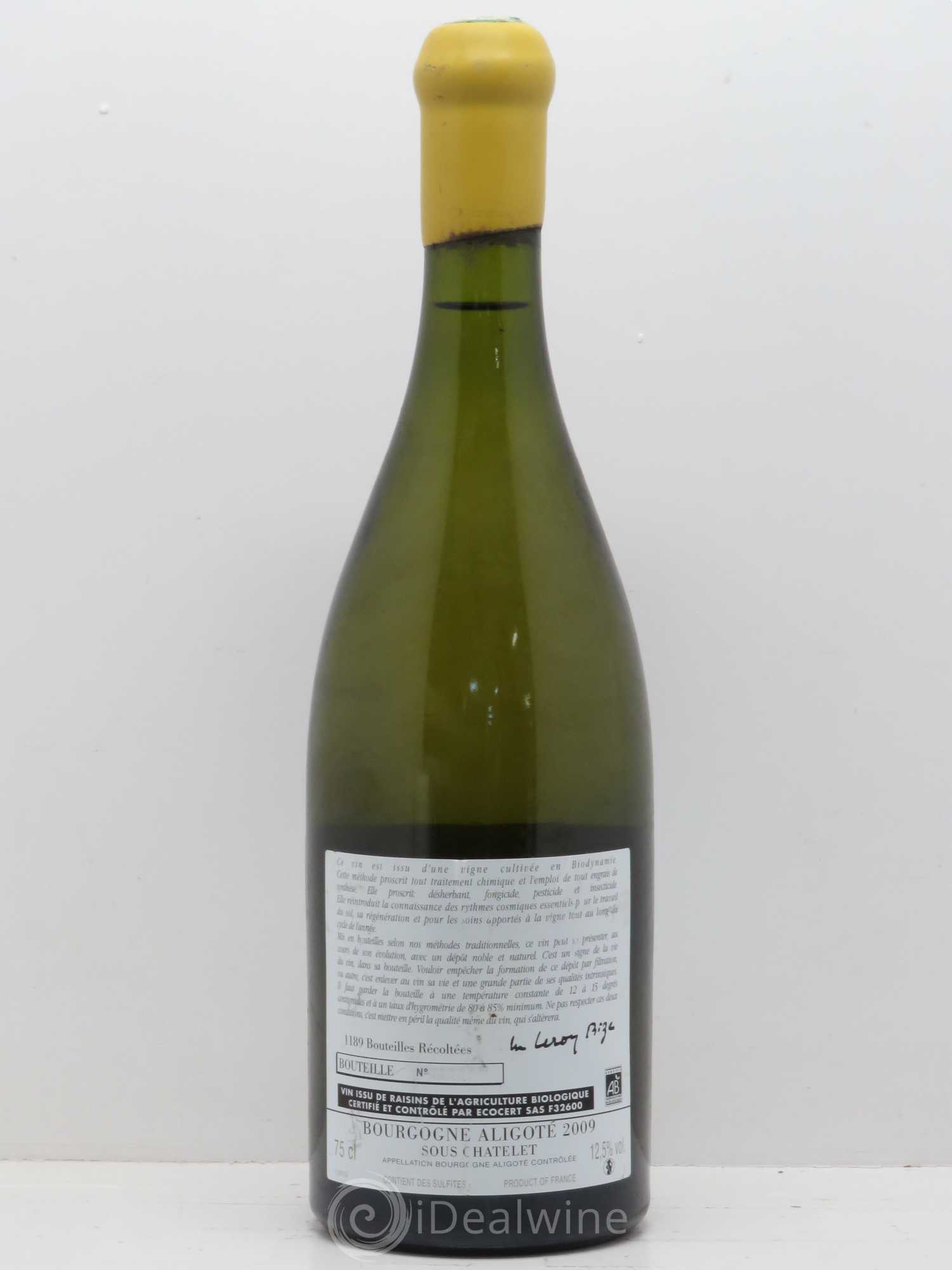 Bourgogne Aligoté Sous Chatelet d'Auvenay (Domaine) Sous Chatelet 2009 - Lot de 1 bouteille - 1