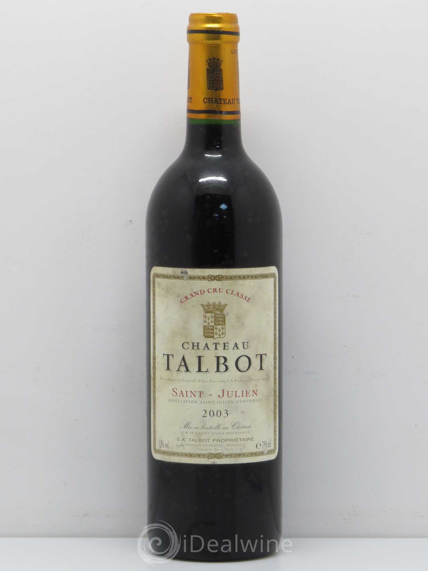 Château Talbot 4ème Grand Cru Classé 2003 - Lot de 1 bouteille - 0