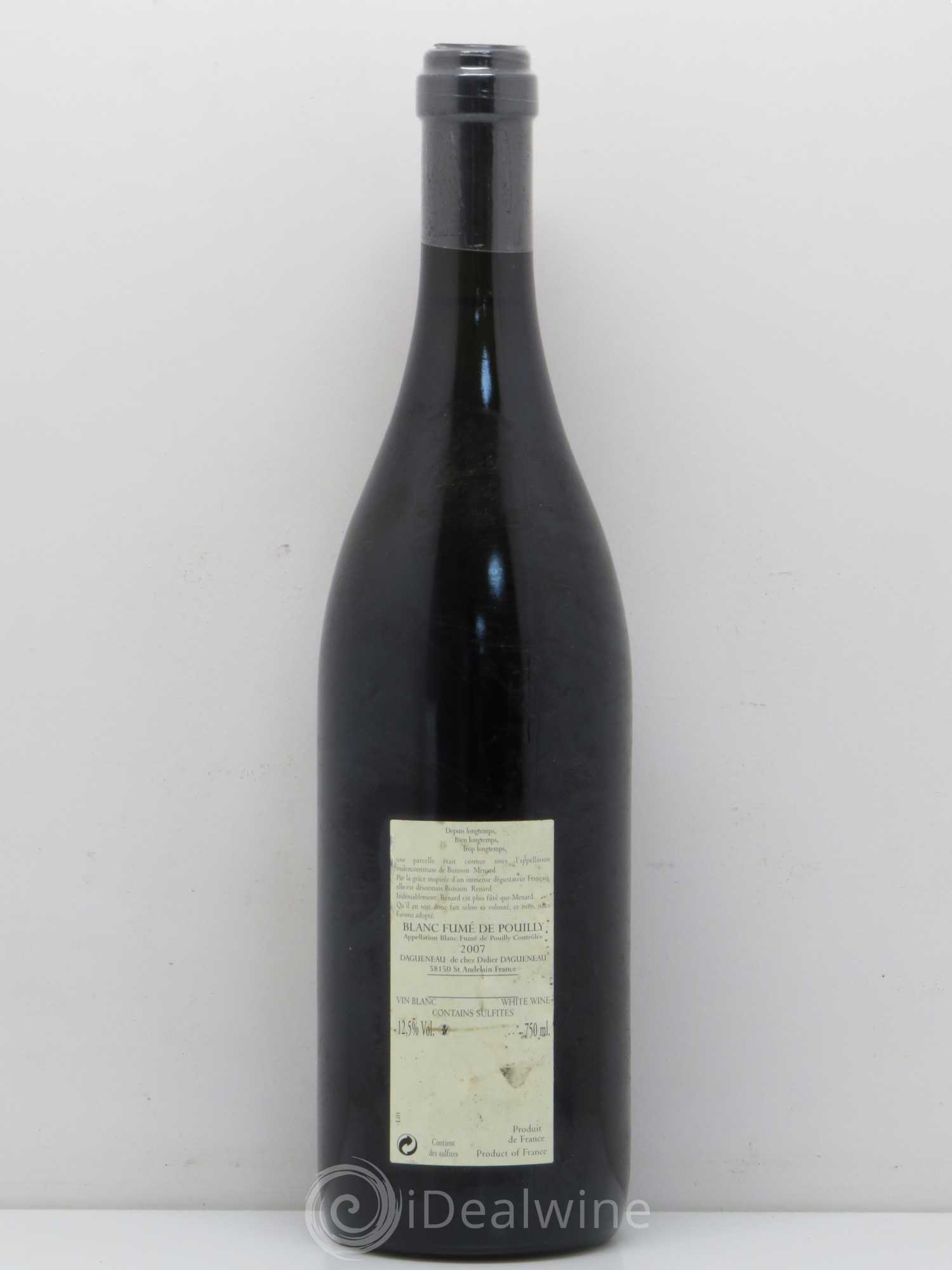 Vin de France (anciennement Pouilly-Fumé) Buisson Renard Dagueneau (Domaine Didier - Louis-Benjamin) 2007 - Lot de 1 bouteille - 1