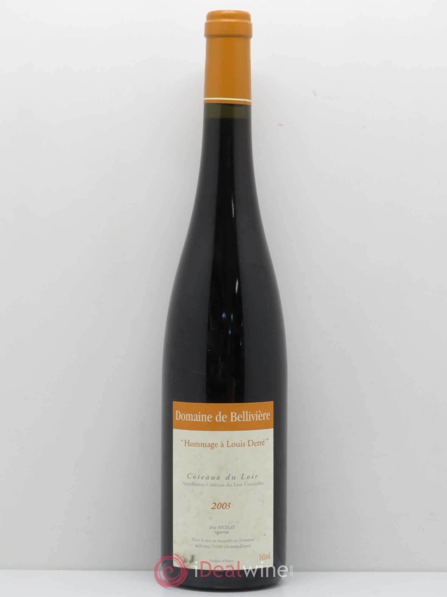 Divers Coteaux du Loir Hommage à Louis Derré Domaine de Bellivière 2003 - Posten von 1 Flasche - 0