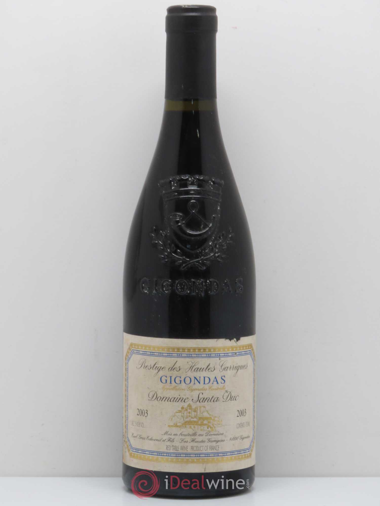Gigondas Santa Duc (Domaine) Hautes Garrigues Famille Gras 2003 - Lot de 1 bouteille - 0
