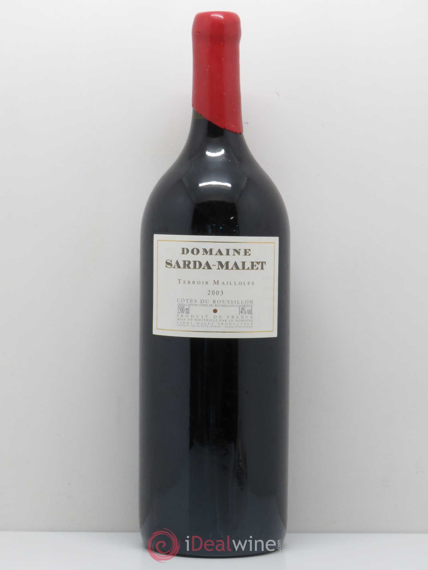 Côtes du Roussillon Domaine Sarda-Malet Terroir de Mailloles Jérôme Malet 2003 - Lot de 1 magnum - 0
