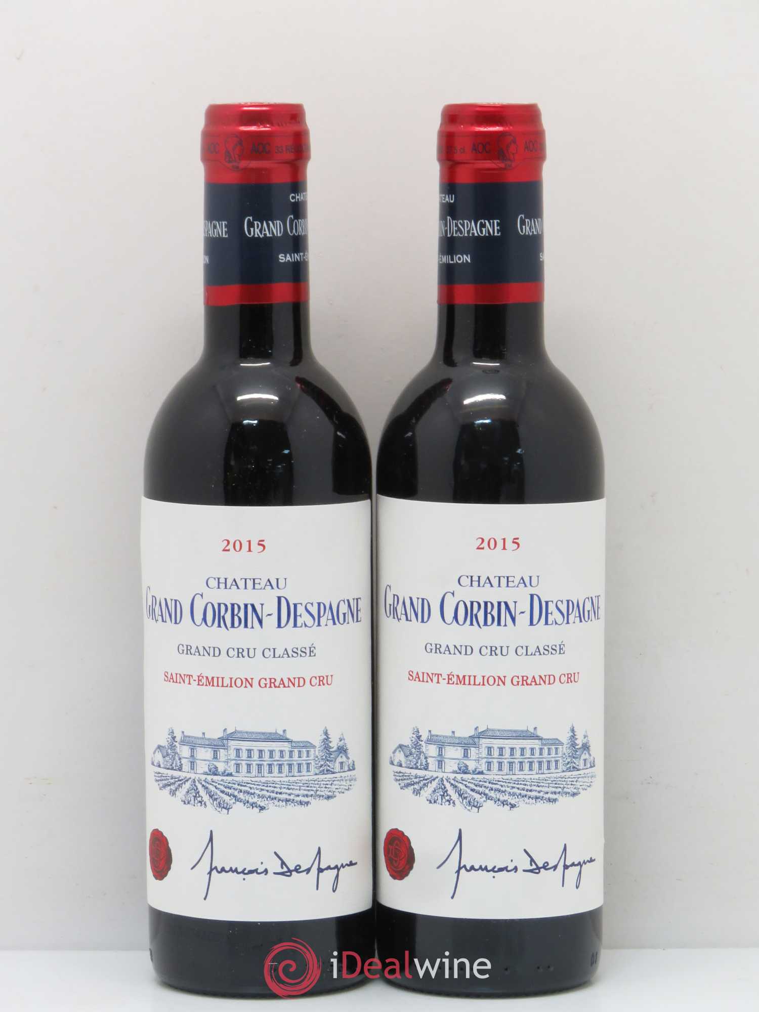 Château Grand Corbin Despagne Grand Cru Classé 2015 - Lot de 2 demi bouteilles - 0