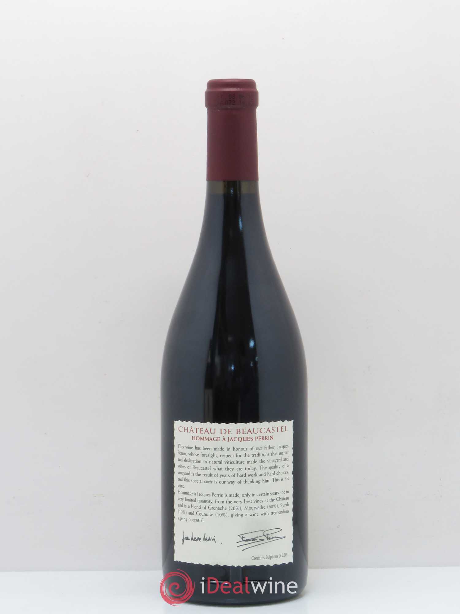 Châteauneuf-du-Pape Château de Beaucastel Hommage à Jacques Perrin Famille Perrin 2003 - Lot de 1 bouteille - 1