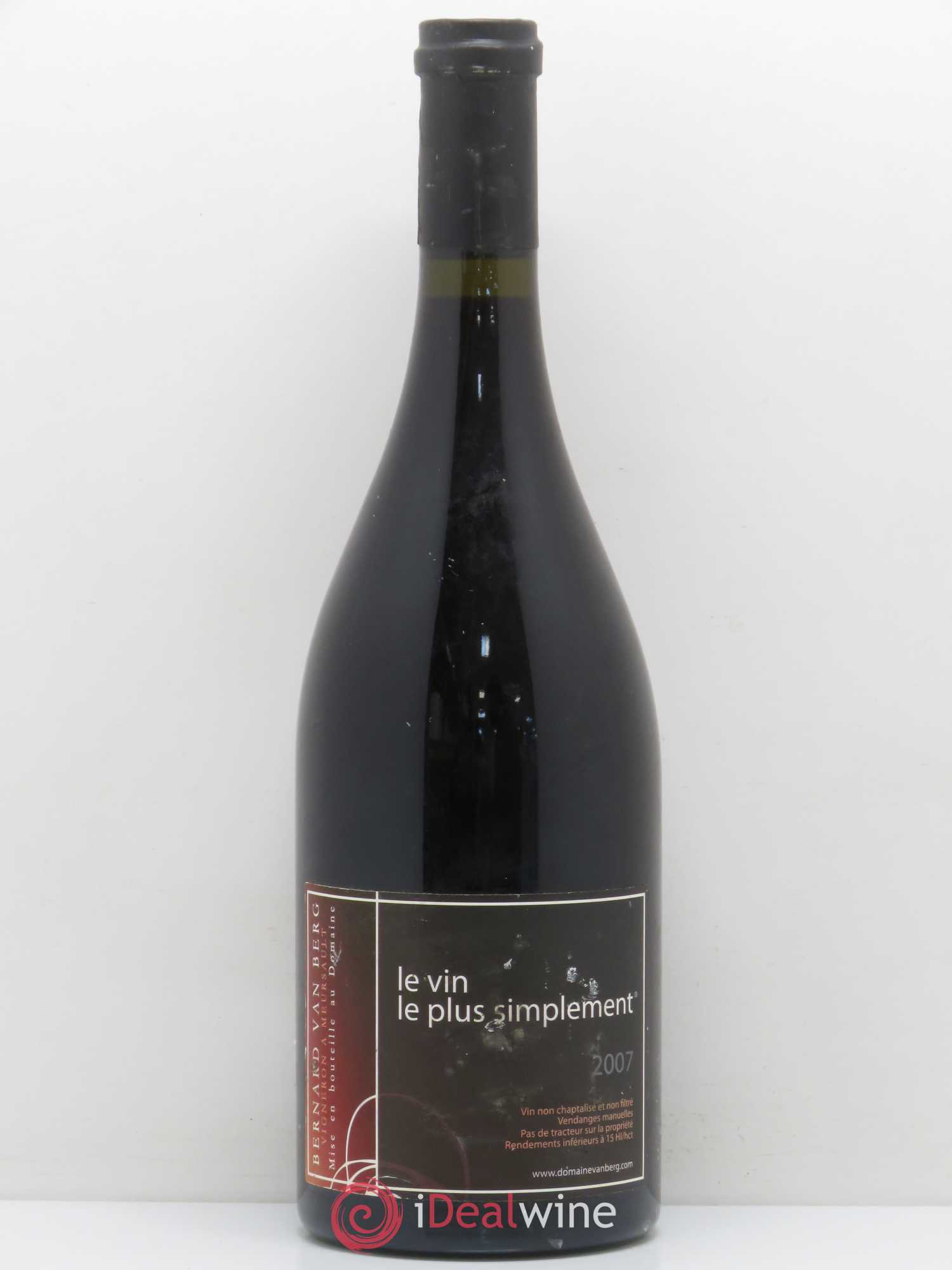 Bourgogne Grand Ordinaire Les Echalas Domaine Van Berg 2007 - Posten von 1 Flasche - 0