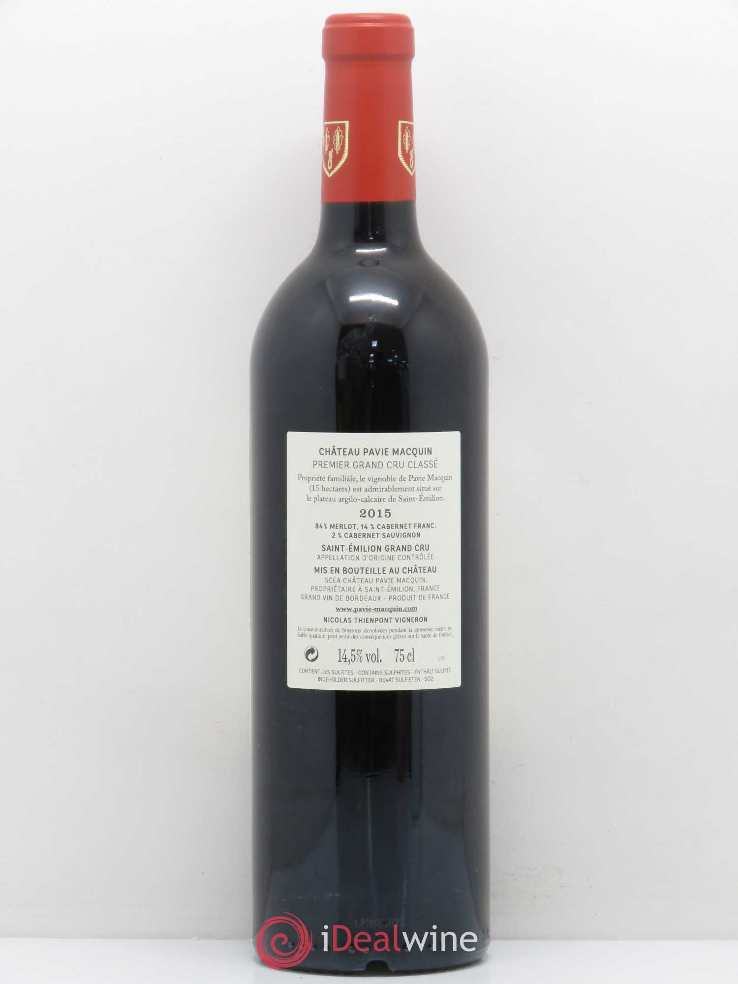 Château Pavie Macquin 1er Grand Cru Classé B 2015 - Lot de 1 bouteille - 1