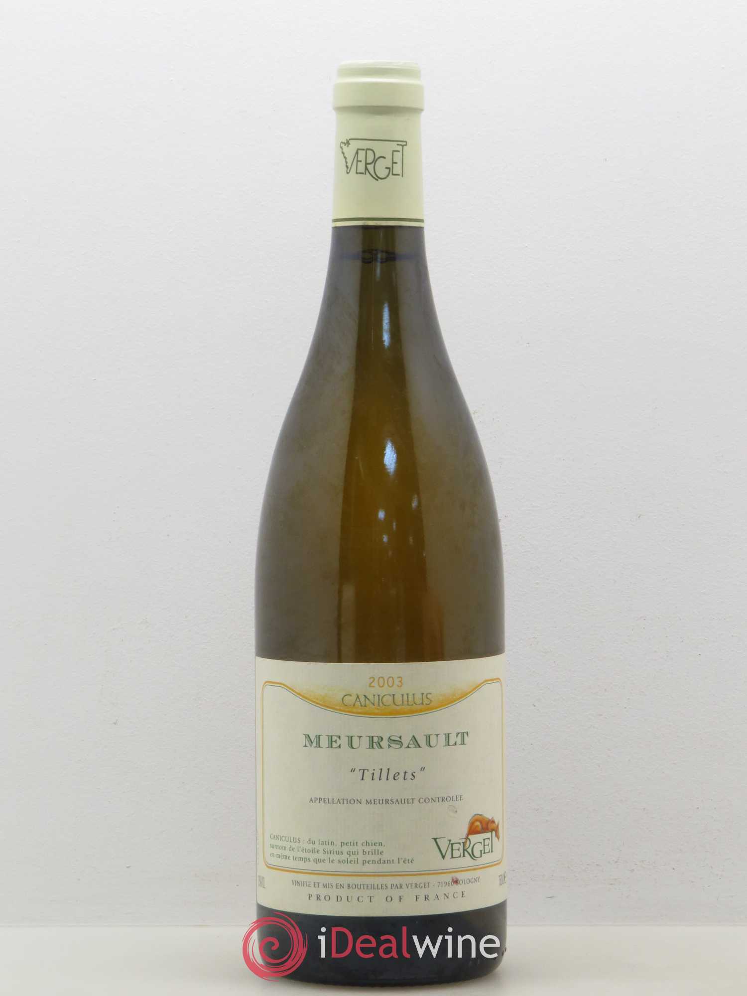 Meursault Tillets Cuvvée Caniculus Maison Verget 2003 - Posten von 1 Flasche - 0