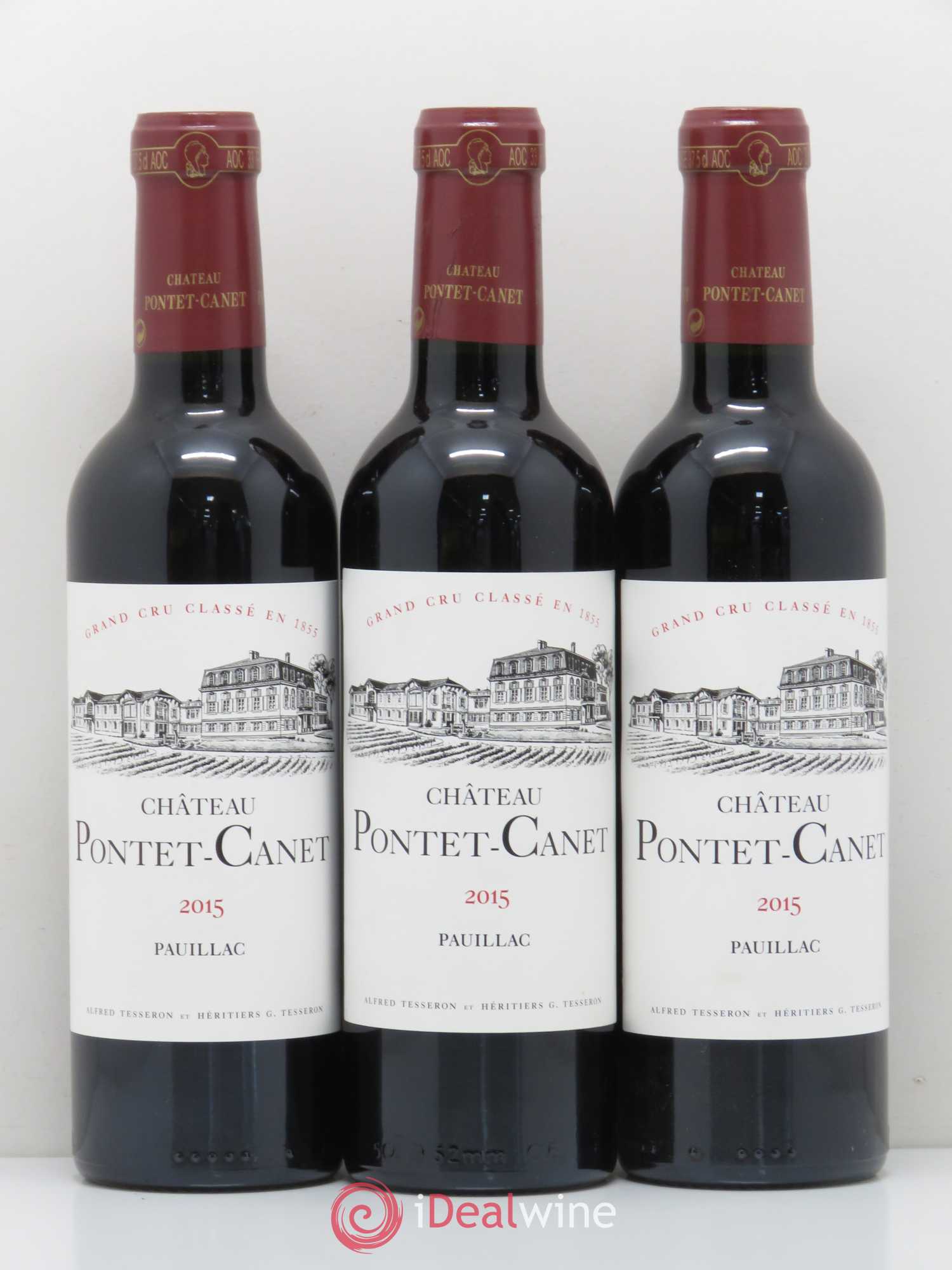 Château Pontet Canet 5ème Grand Cru Classé 2015 - Lot de 3 demi bouteilles - 0