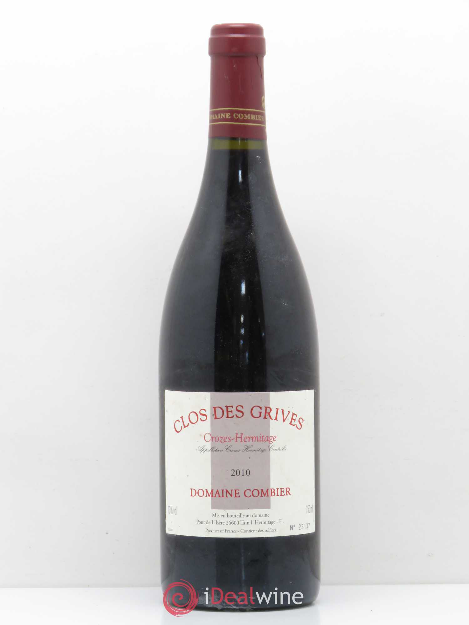 Crozes-Hermitage Clos des Grives Combier 2010 - Lot de 1 bouteille - 0