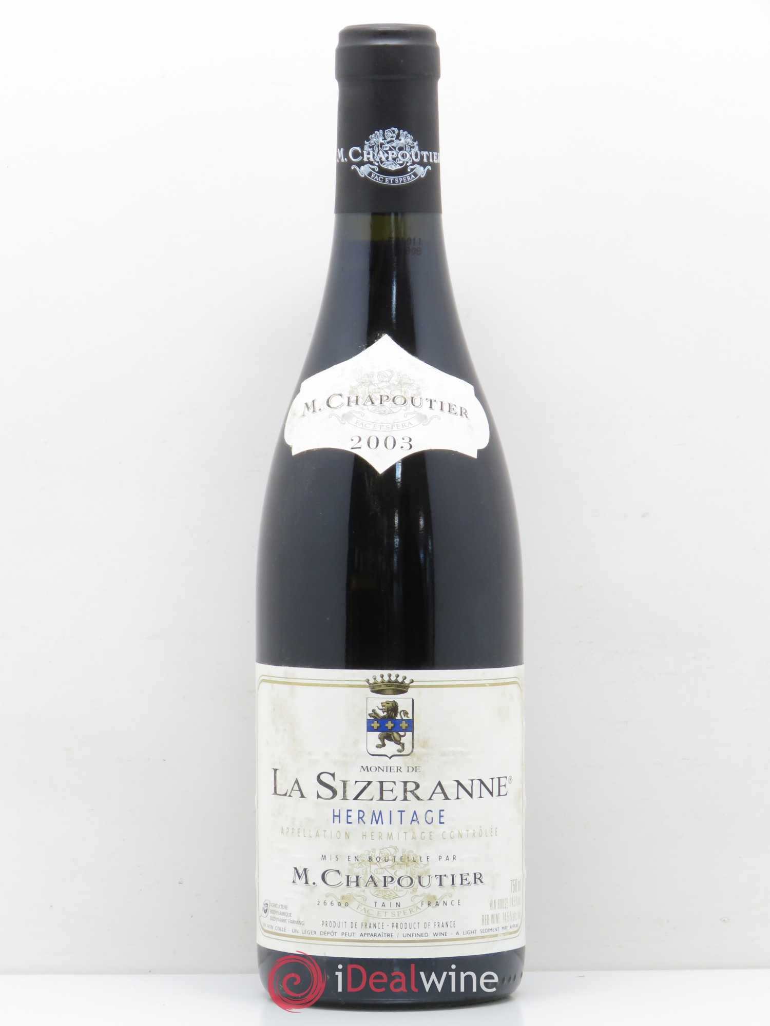 Hermitage Monier de La Sizeranne Chapoutier 2003 - Lot de 1 bouteille - 0