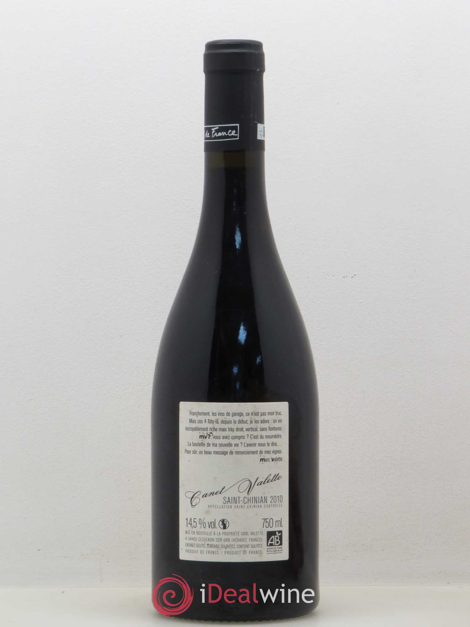 Saint-Chinian MV Domaine Canet Valette (sans prix de réserve) 2010 - Lot de 1 bouteille - 1