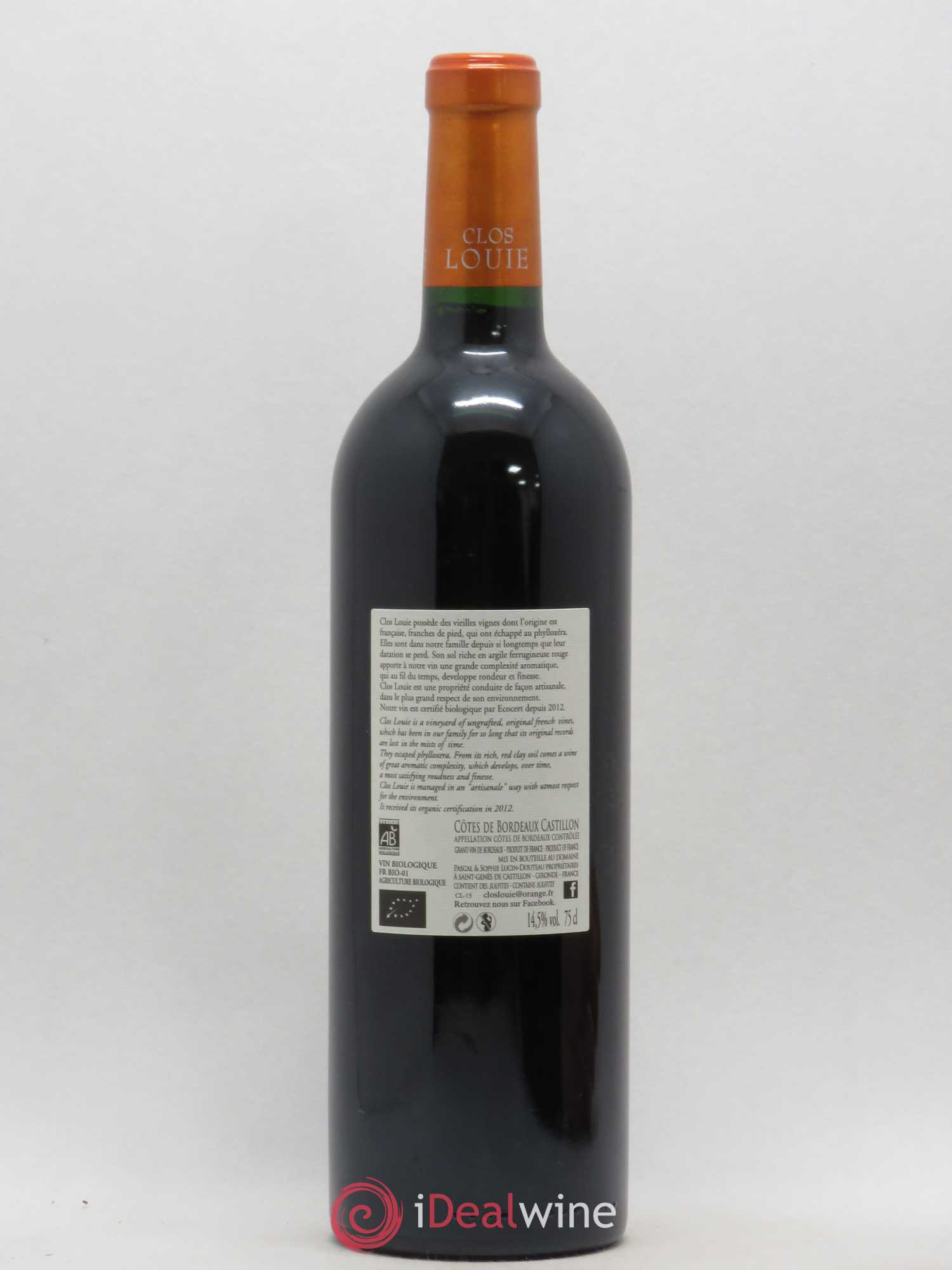 Castillon-Côtes-de-Bordeaux (Côtes-de-Castillon) Clos Louie Vieilles Vignes 2015 - Posten von 1 Flasche - 1