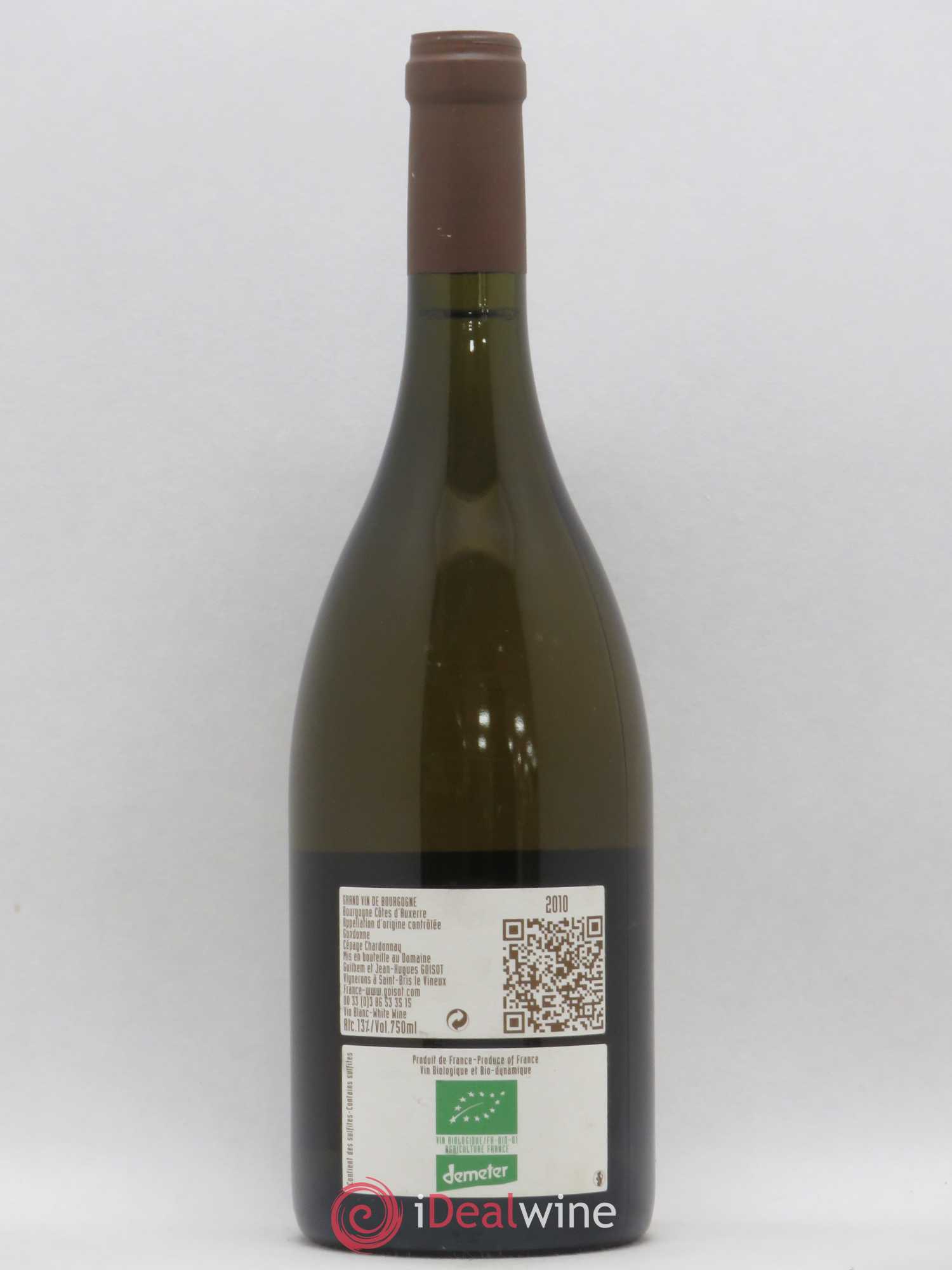 Bourgogne Côtes d'Auxerre Gondonne Goisot 2010 - Lot de 1 bouteille - 1