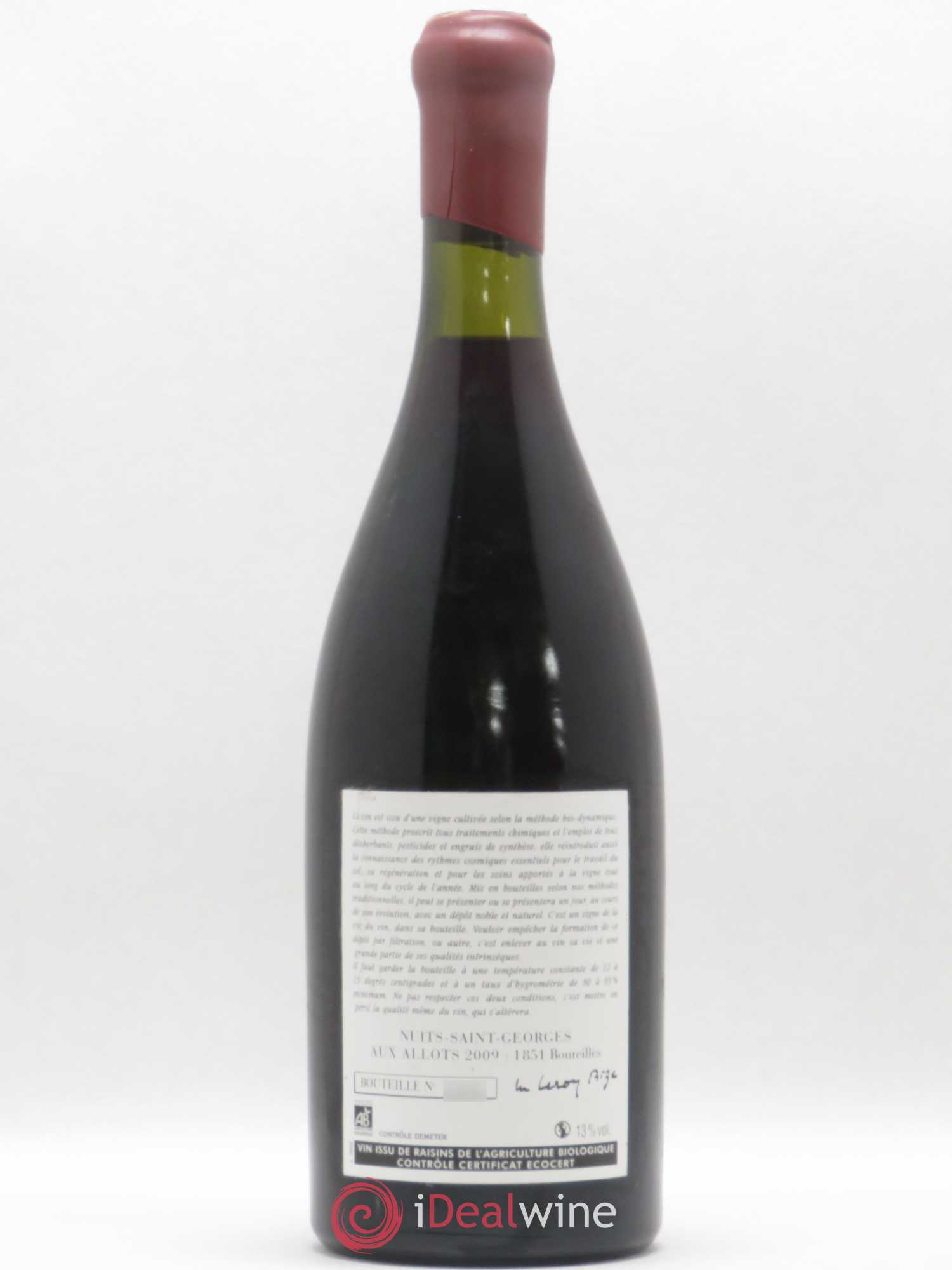 Nuits-Saint-Georges Aux Allots Leroy (Domaine) 2009 - Lot de 1 bouteille - 1