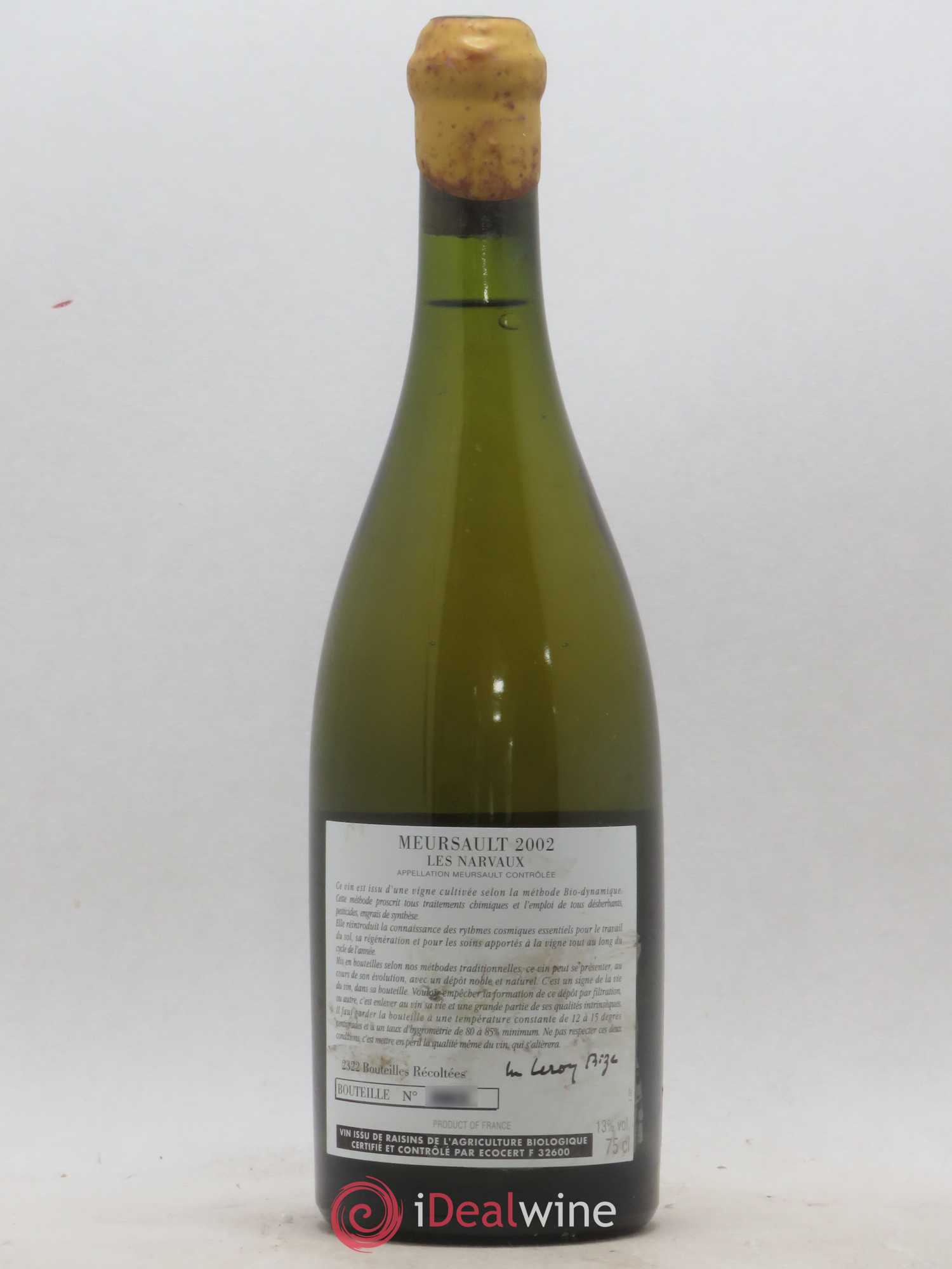 Meursault Les Narvaux d'Auvenay (Domaine) 2002 - Lot de 1 bouteille - 1