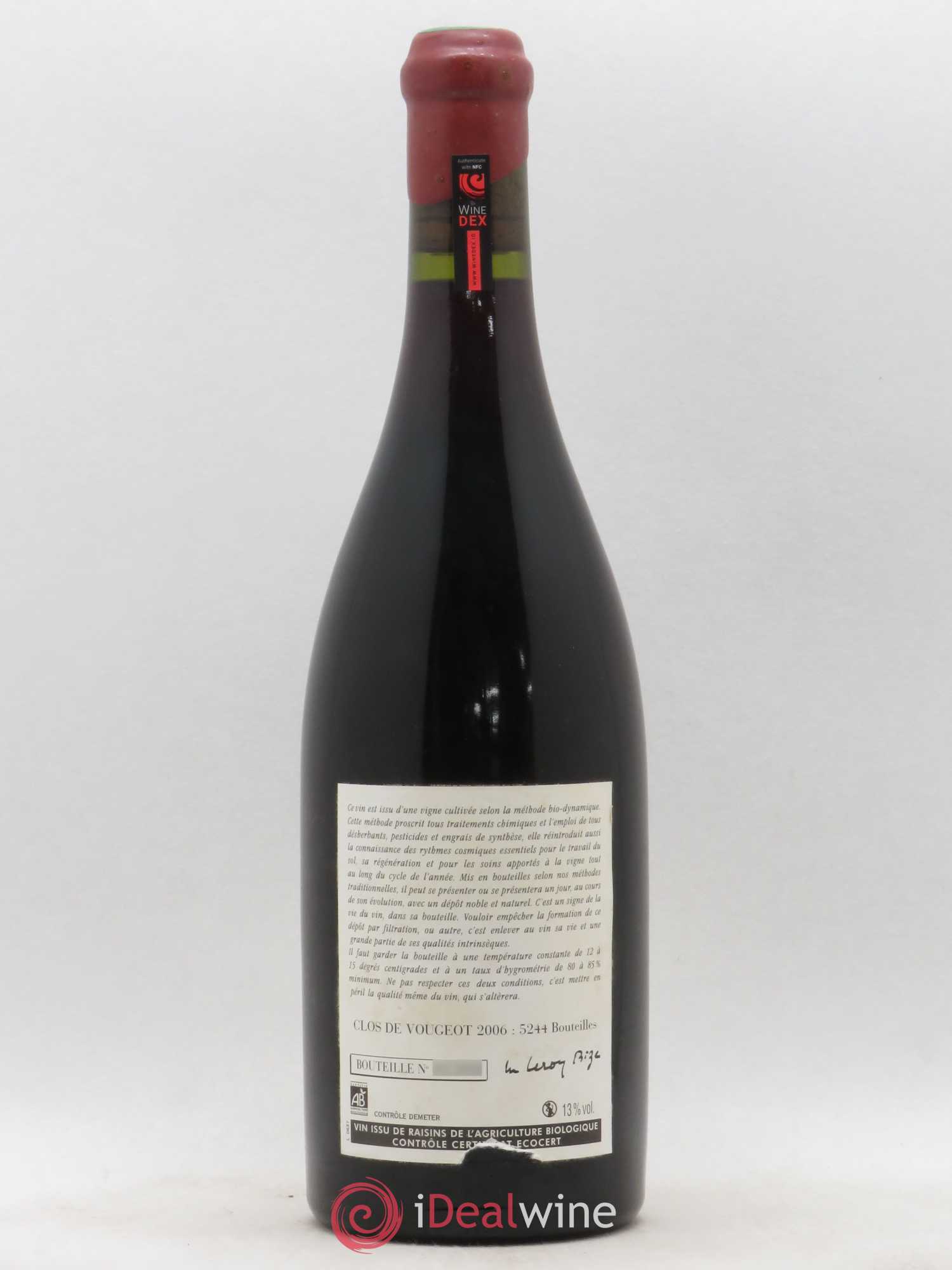 Clos de Vougeot Grand Cru Leroy (Domaine) 2006 - Lot de 1 bouteille - 1