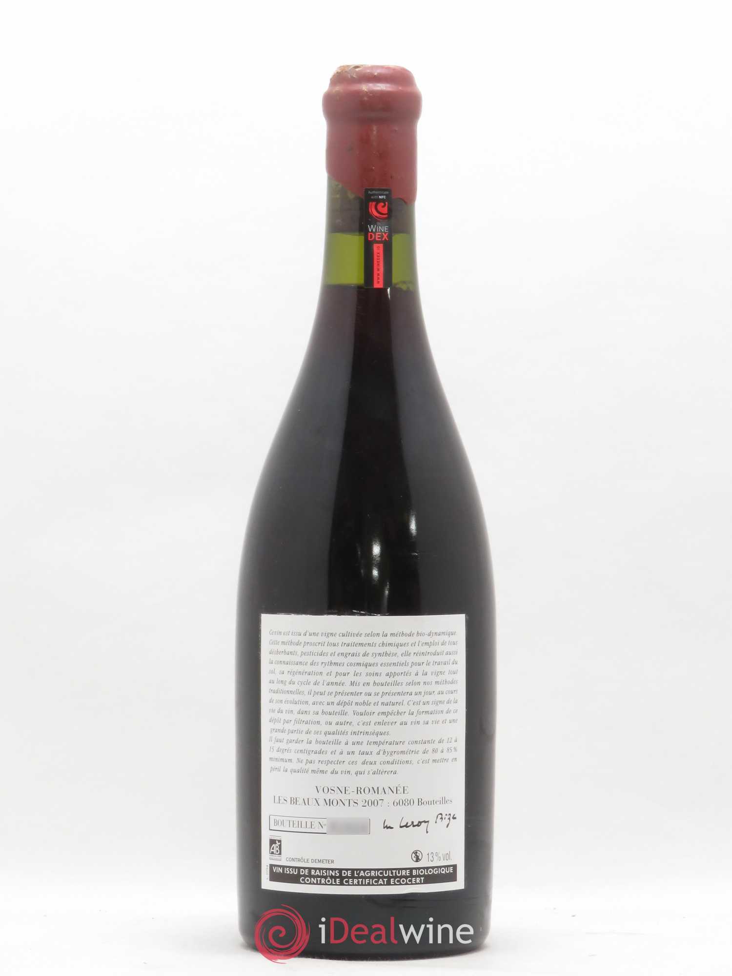 Vosne-Romanée 1er Cru Les Beaux-Monts Leroy (Domaine) 2007 - Lot de 1 bouteille - 1