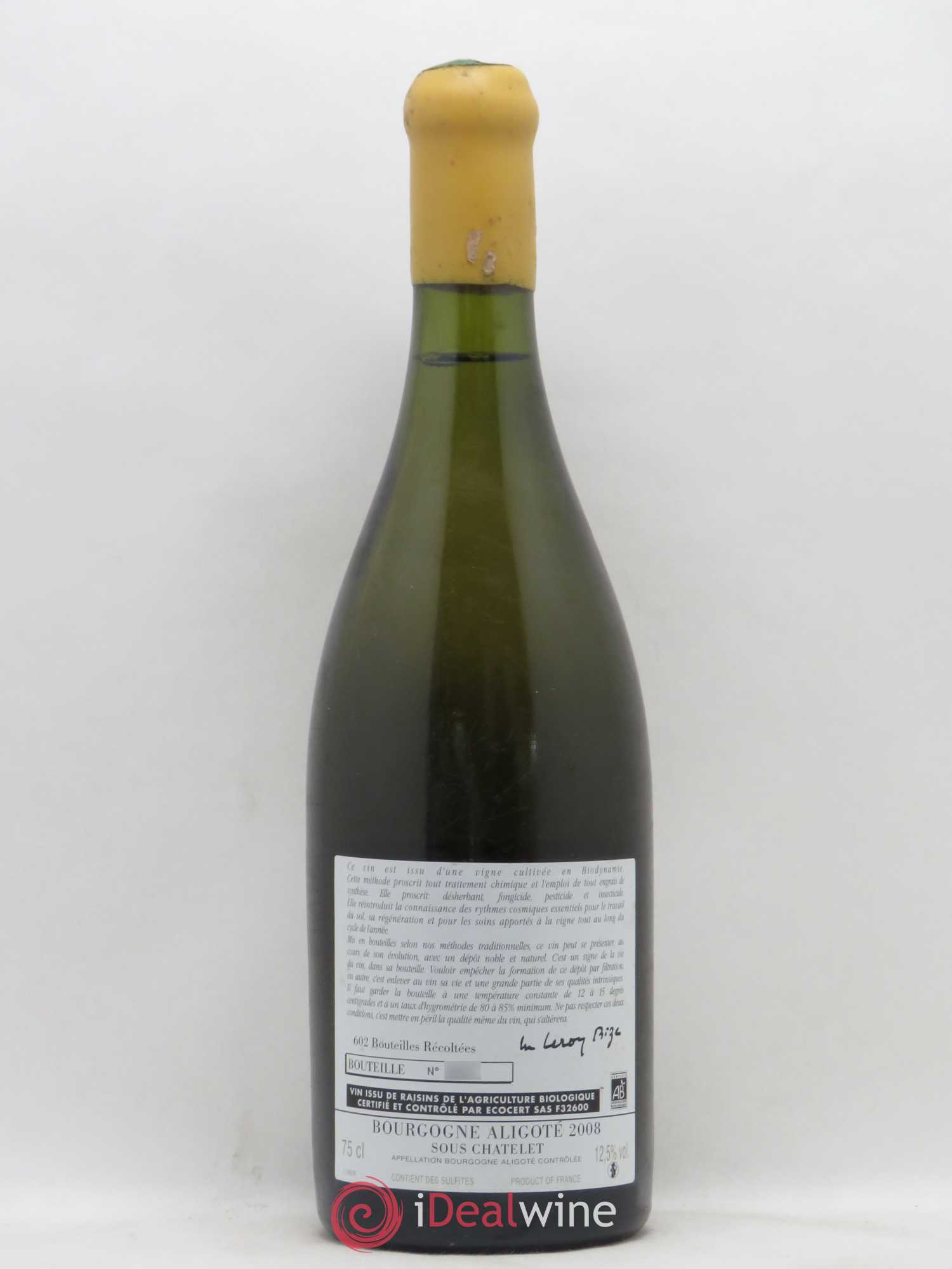 Bourgogne Aligoté Sous Chatelet d'Auvenay (Domaine) 2008 - Lot de 1 bouteille - 1