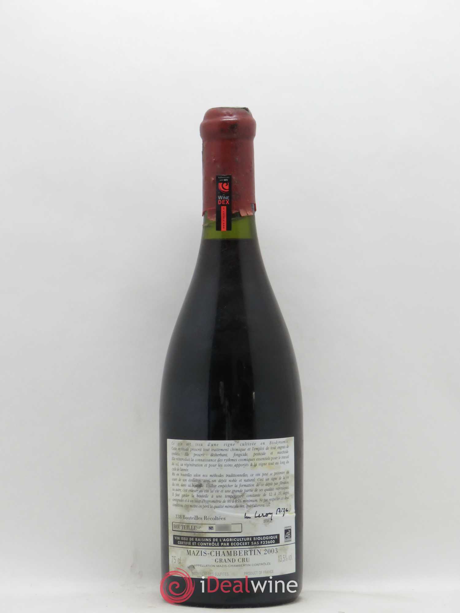 Mazis-Chambertin Grand Cru d'Auvenay (Domaine) 2003 - Lot of 1 bottle - 1