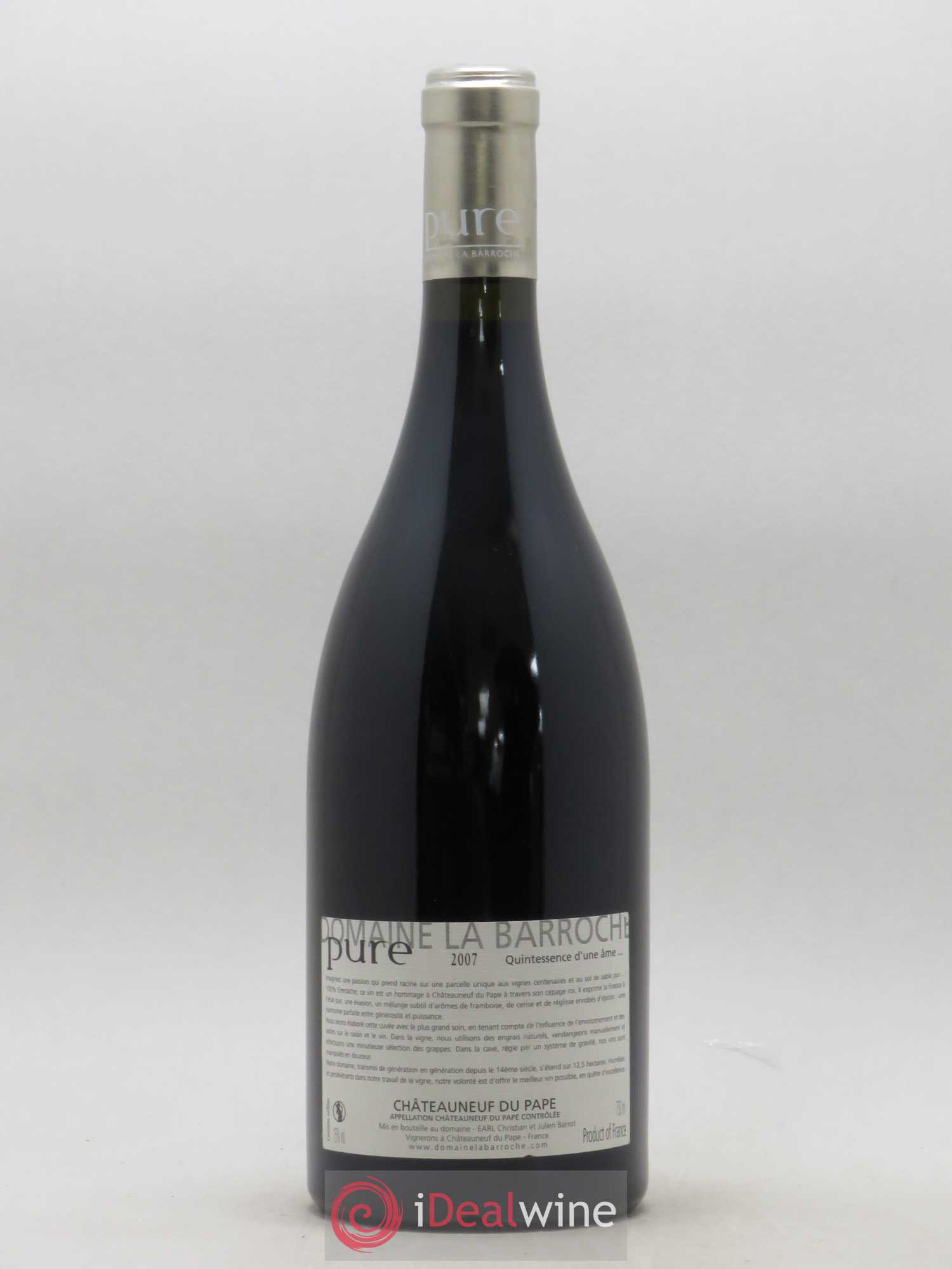 Châteauneuf-du-Pape Cuvée Pure Domaine La Barroche 2007 - Lot de 1 bouteille - 1