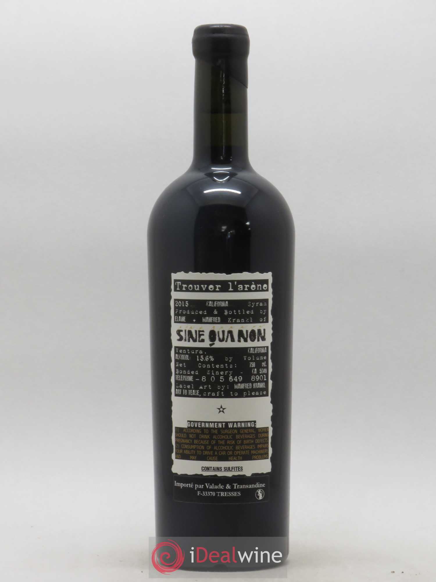 Santa Barbara Sine Qua Non Trouver l'Arêne Manfred Krankl 2015 - Lot de 1 bouteille - 1