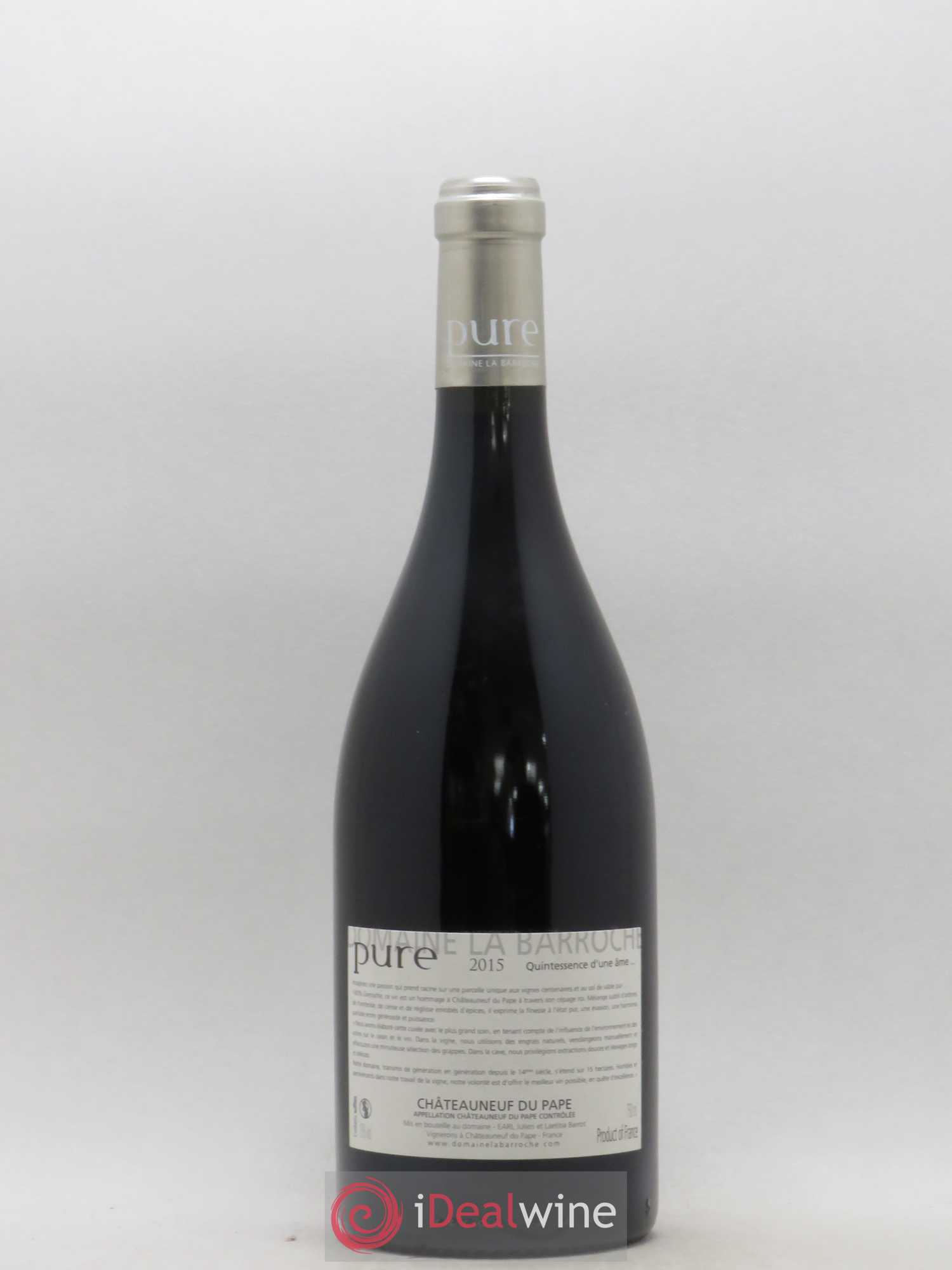 Châteauneuf-du-Pape Cuvée Pure Domaine La Barroche 2015 - Lot de 1 bouteille - 1
