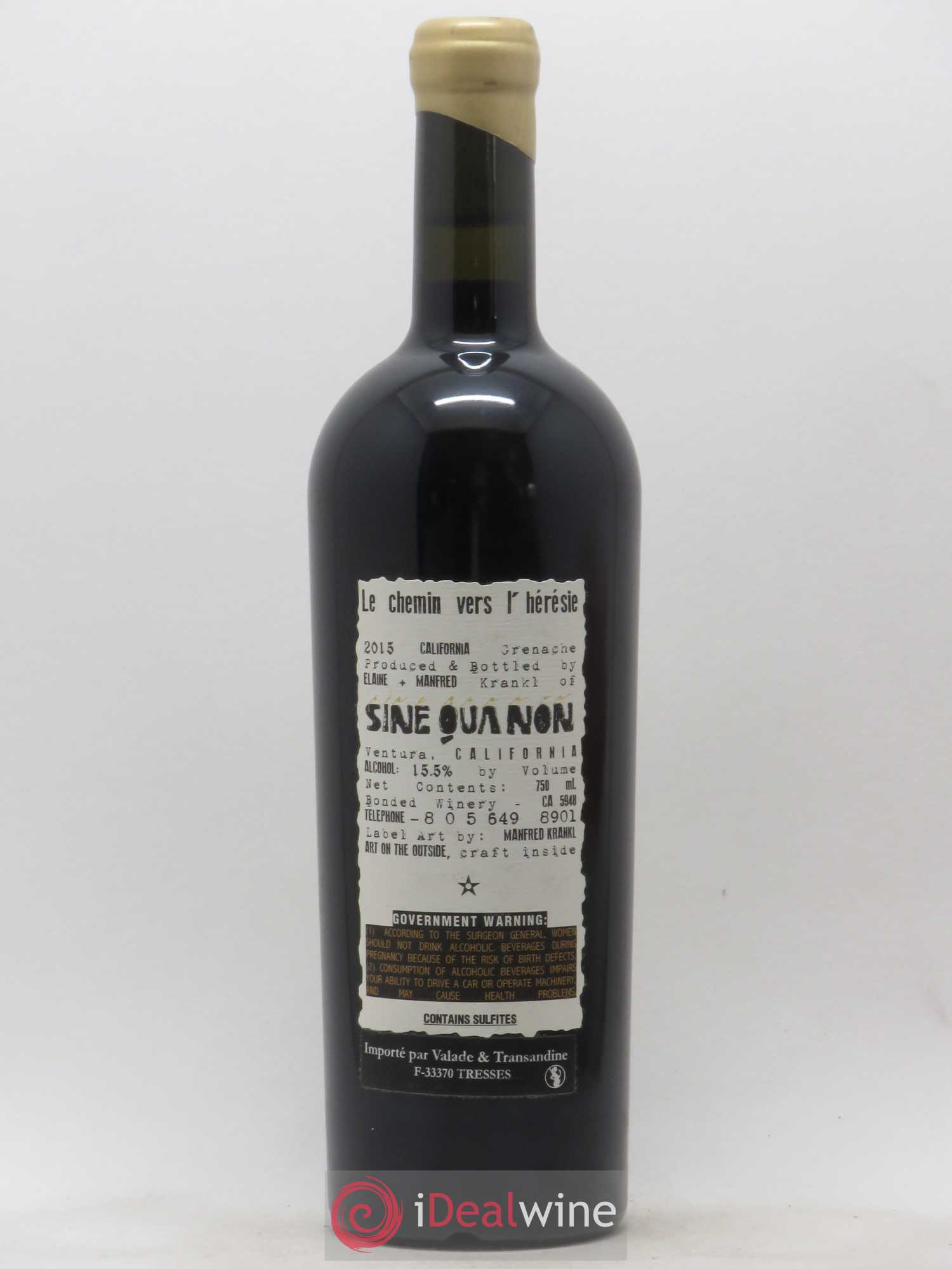 Santa Barbara Sine Qua Non Le Chemin vers l'Hérésie Manfred Krankl 2015 - Lot de 1 bouteille - 1