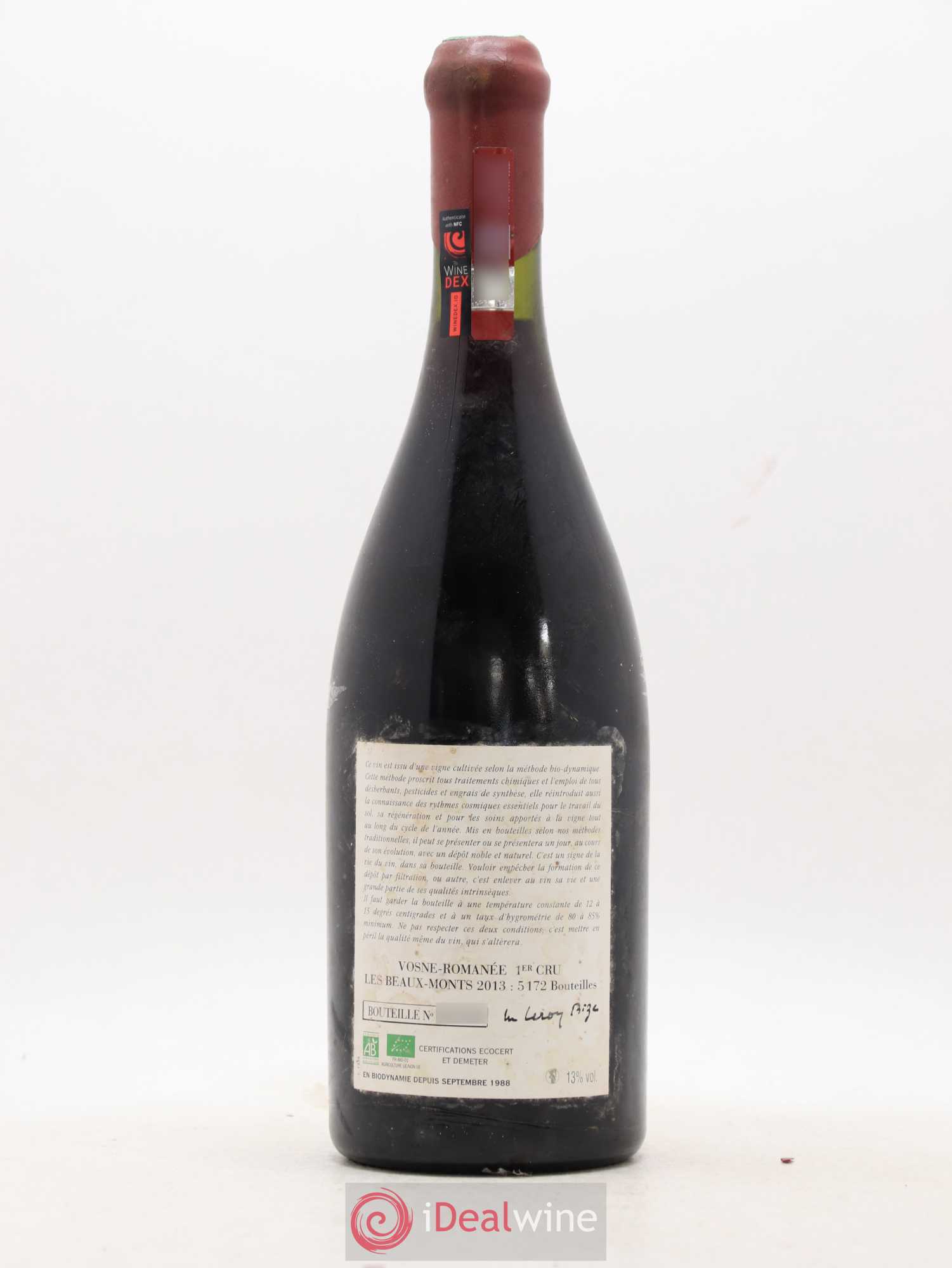 Vosne-Romanée 1er Cru Les Beaux-Monts Leroy (Domaine) 2013 - Lotto di 1 bottiglia - 1