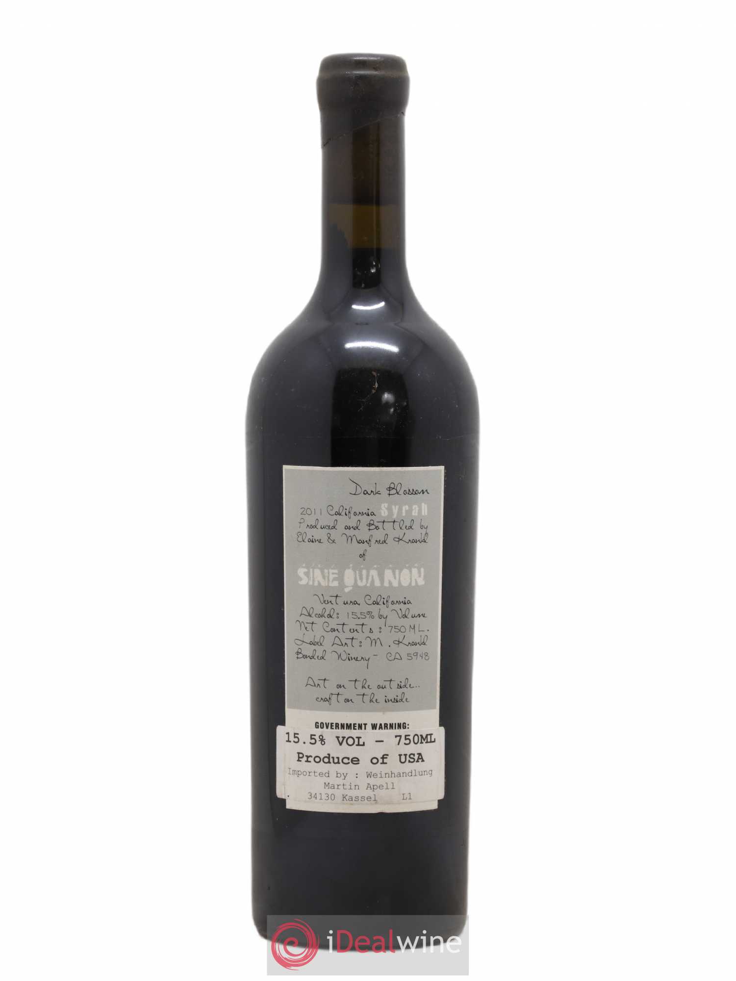 USA Sine Qua Non Dark Blossom Syrah Californie 2011 - Posten von 1 Flasche - 1
