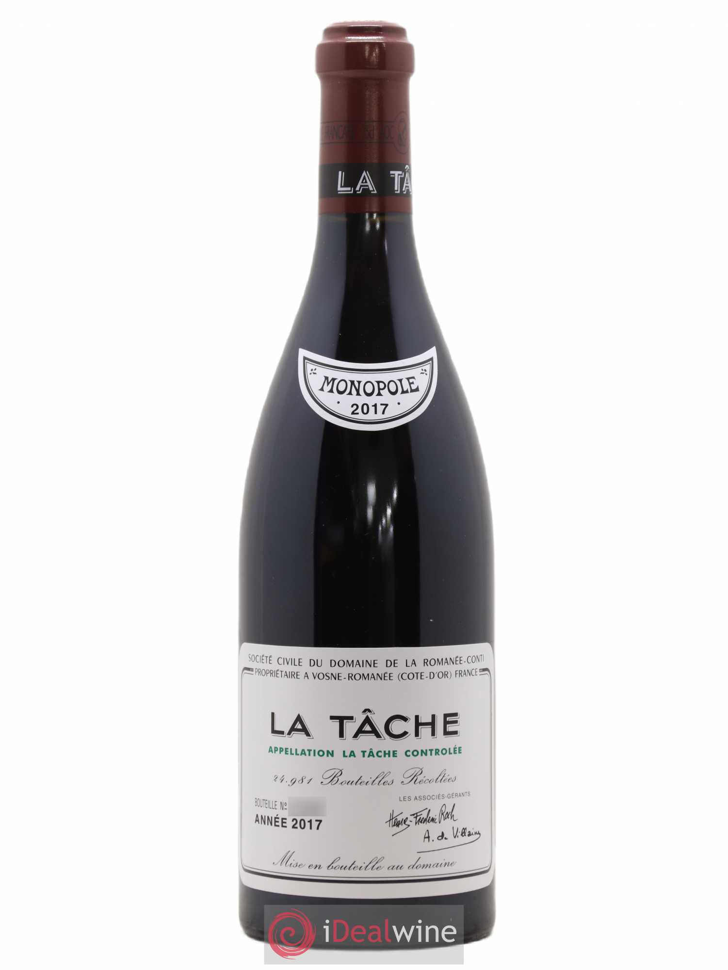 La Tâche Grand Cru Domaine de la Romanée-Conti 2017 - Lot de 1 bouteille - 0