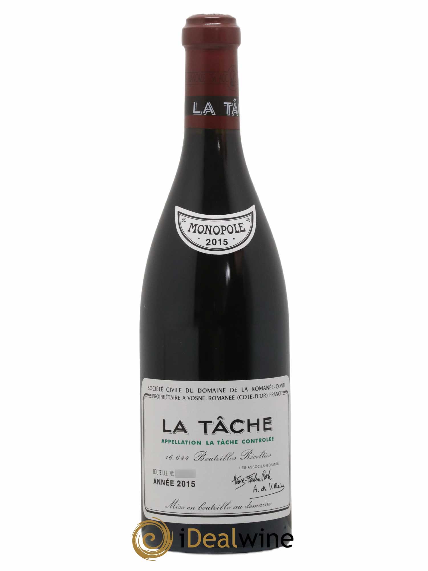 La Tâche Grand Cru Domaine de la Romanée-Conti 2015 - Lot de 1 bouteille - 0