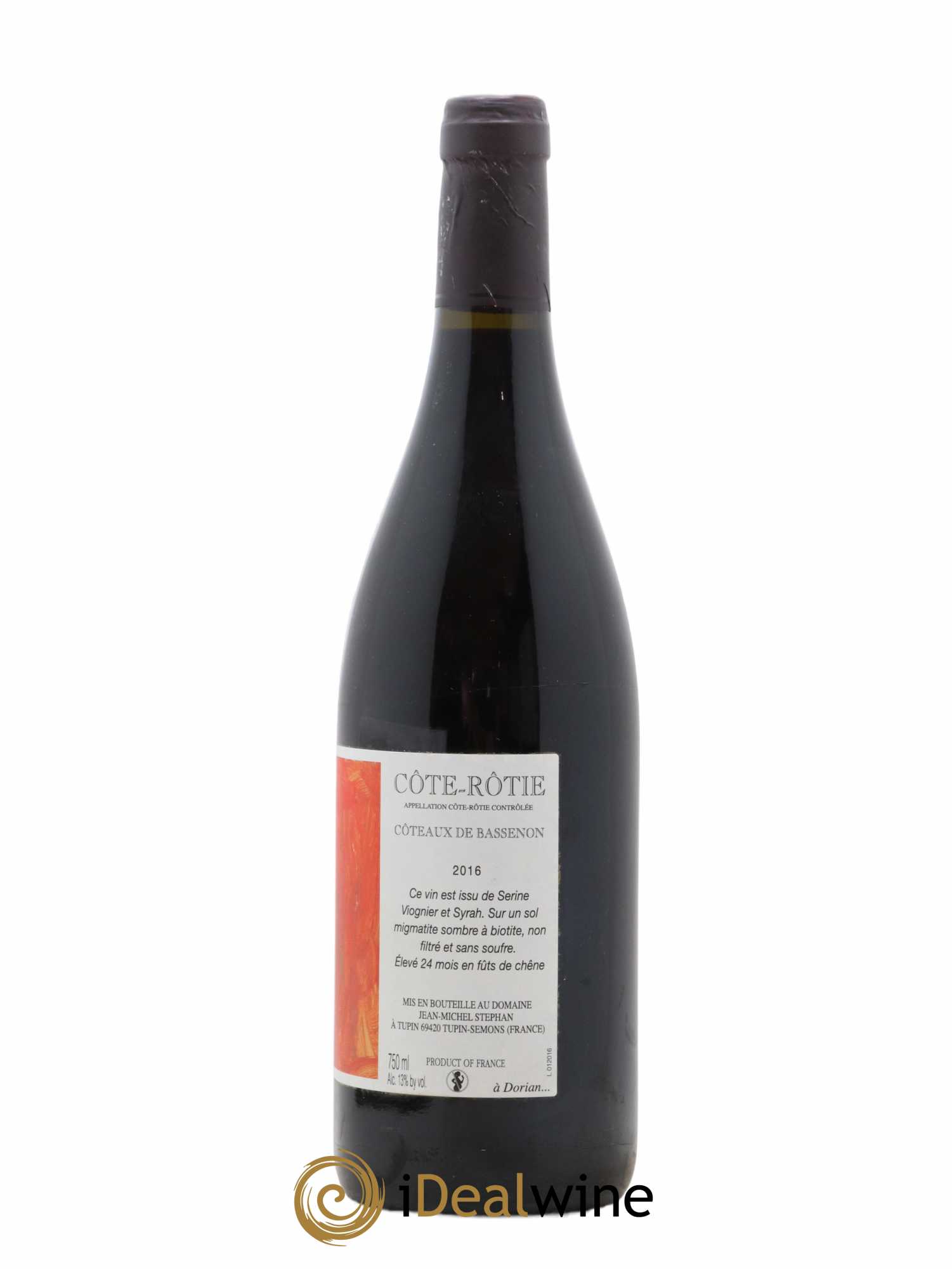 Côte-Rôtie Coteaux de Bassenon Jean-Michel Stephan 2016 - Lot de 1 bouteille - 1