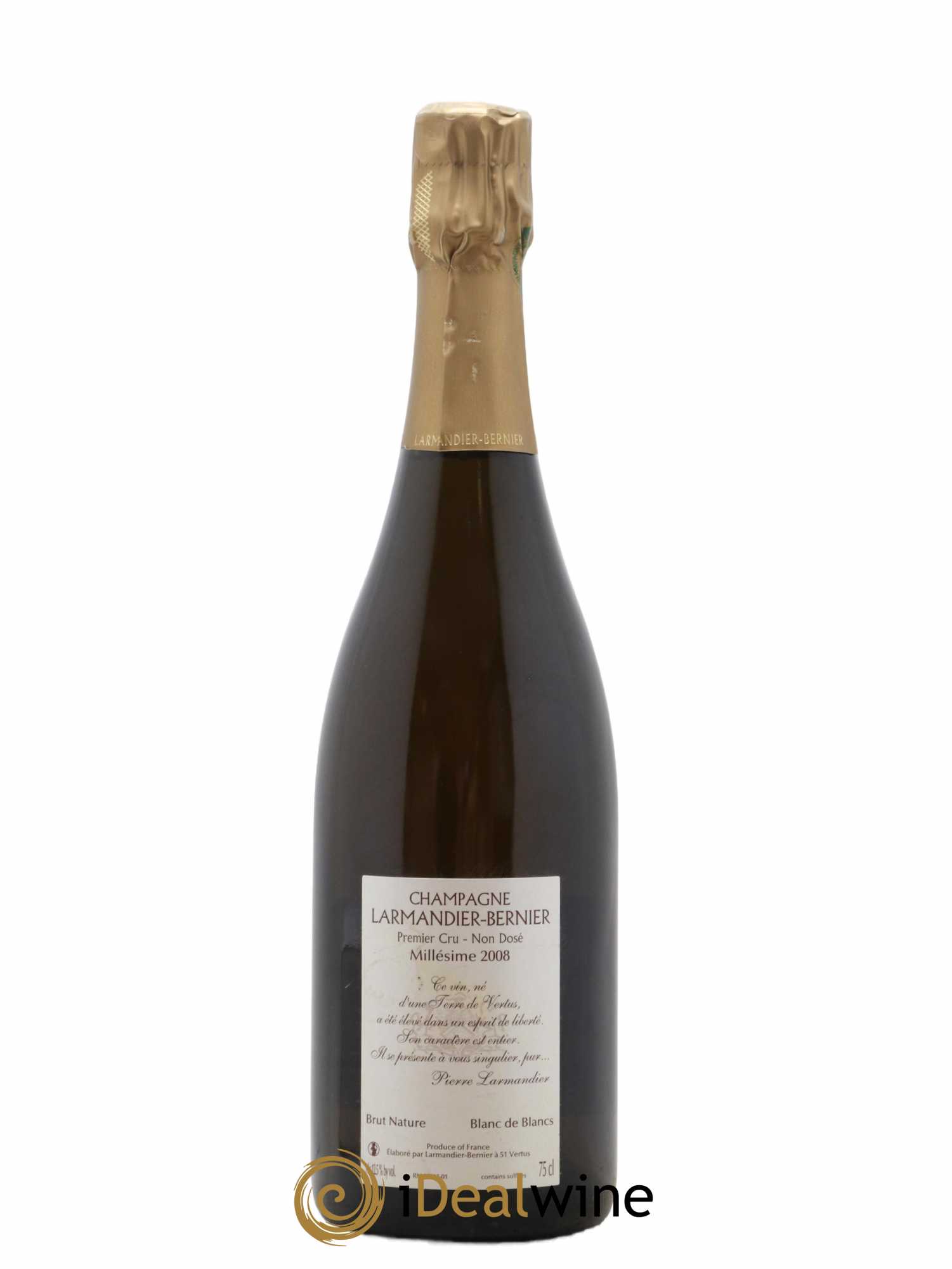Terre de Vertus 1er Cru Non dosé Larmandier-Bernier 2008 - Lot de 1 bouteille - 1