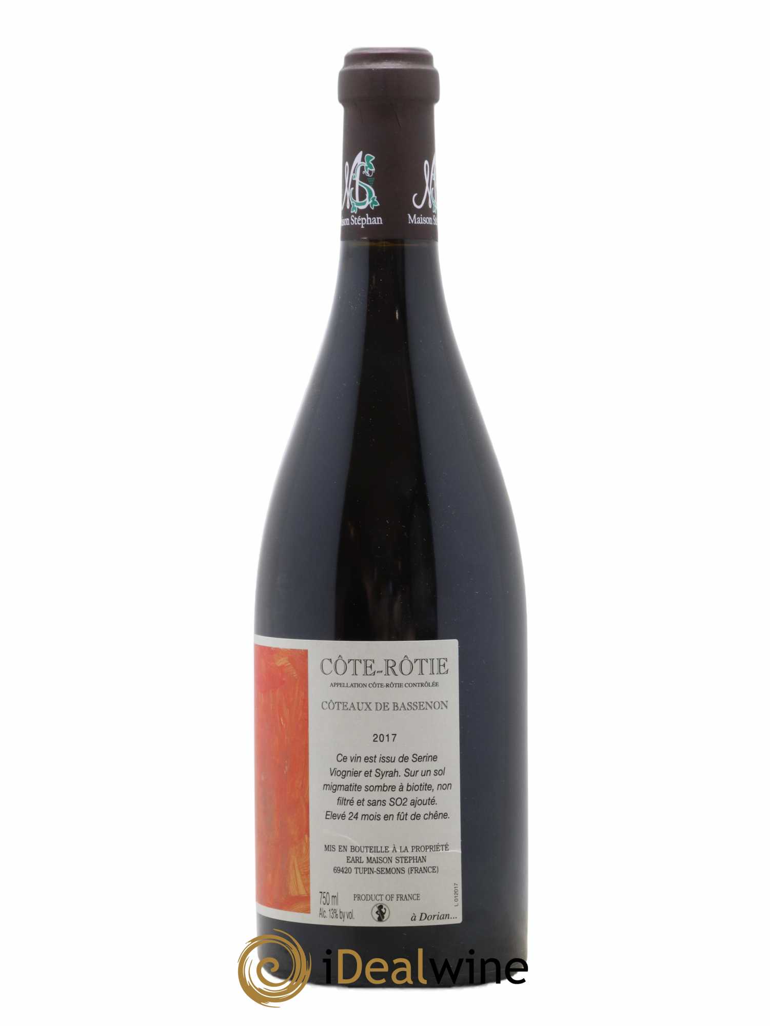 Côte-Rôtie Coteaux de Bassenon Jean-Michel Stephan 2017 - Lot de 1 bouteille - 1