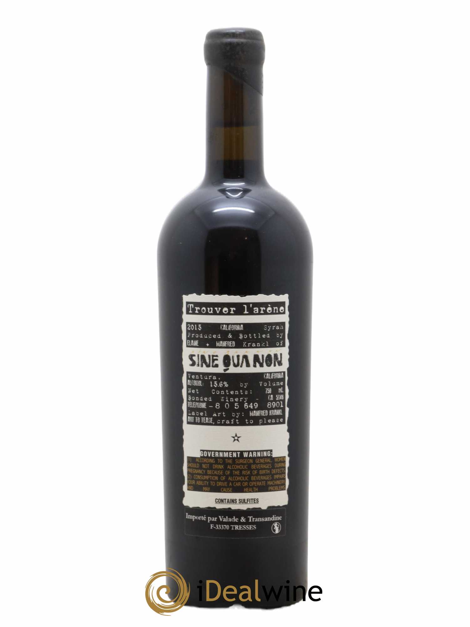 Santa Barbara Sine Qua Non Trouver l'Arêne Manfred Krankl 2015 - Lot de 1 bouteille - 1
