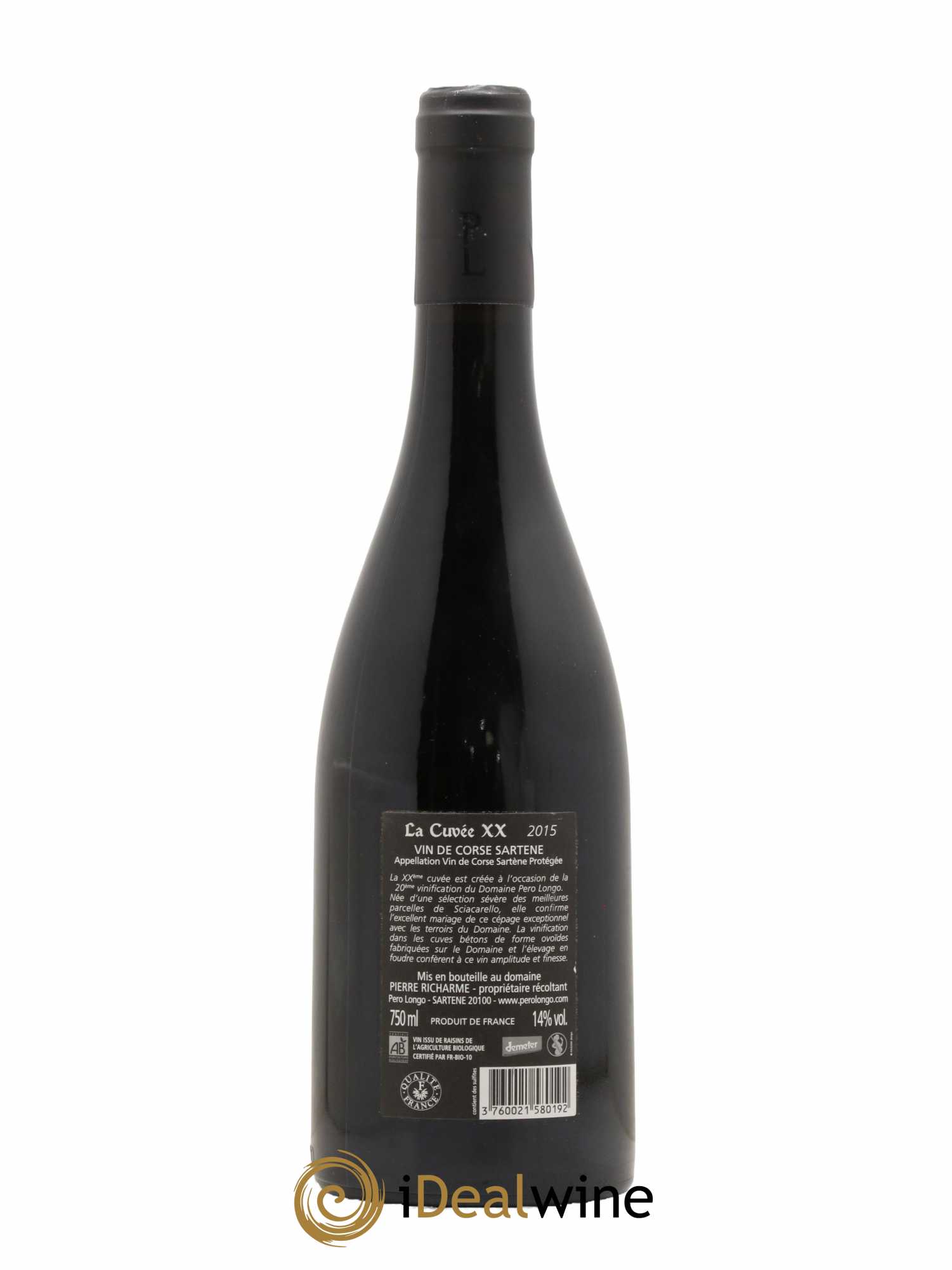 Vin de Corse Sartene La cuvée XX Pero Longo (Domaine) 2015 - Lot de 1 bouteille - 1