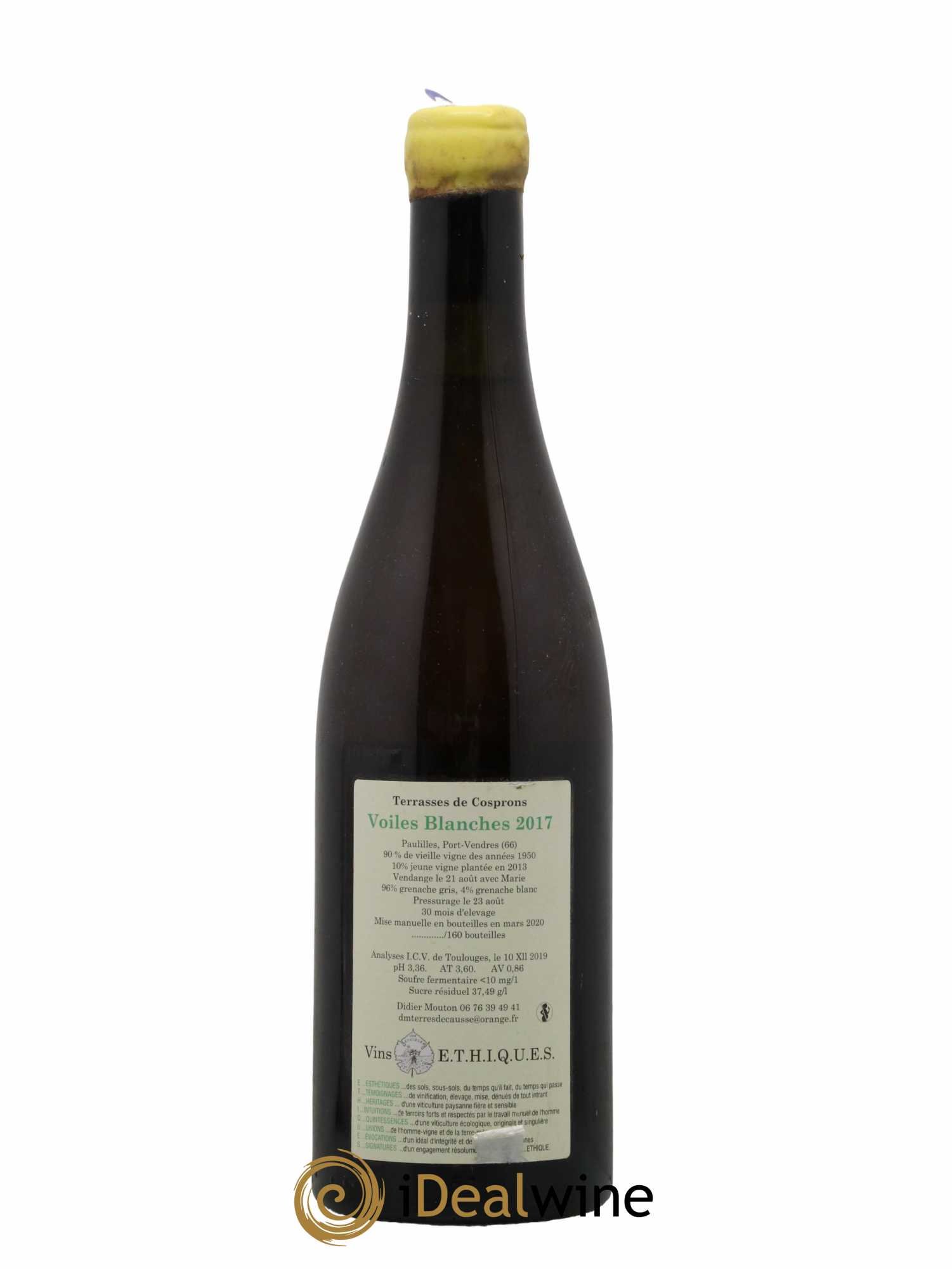 Vin de France Terres & Mer Terrasses de Cosprons Voiles Blanches Didier Mouton 2017 - Lot de 1 bouteille - 1