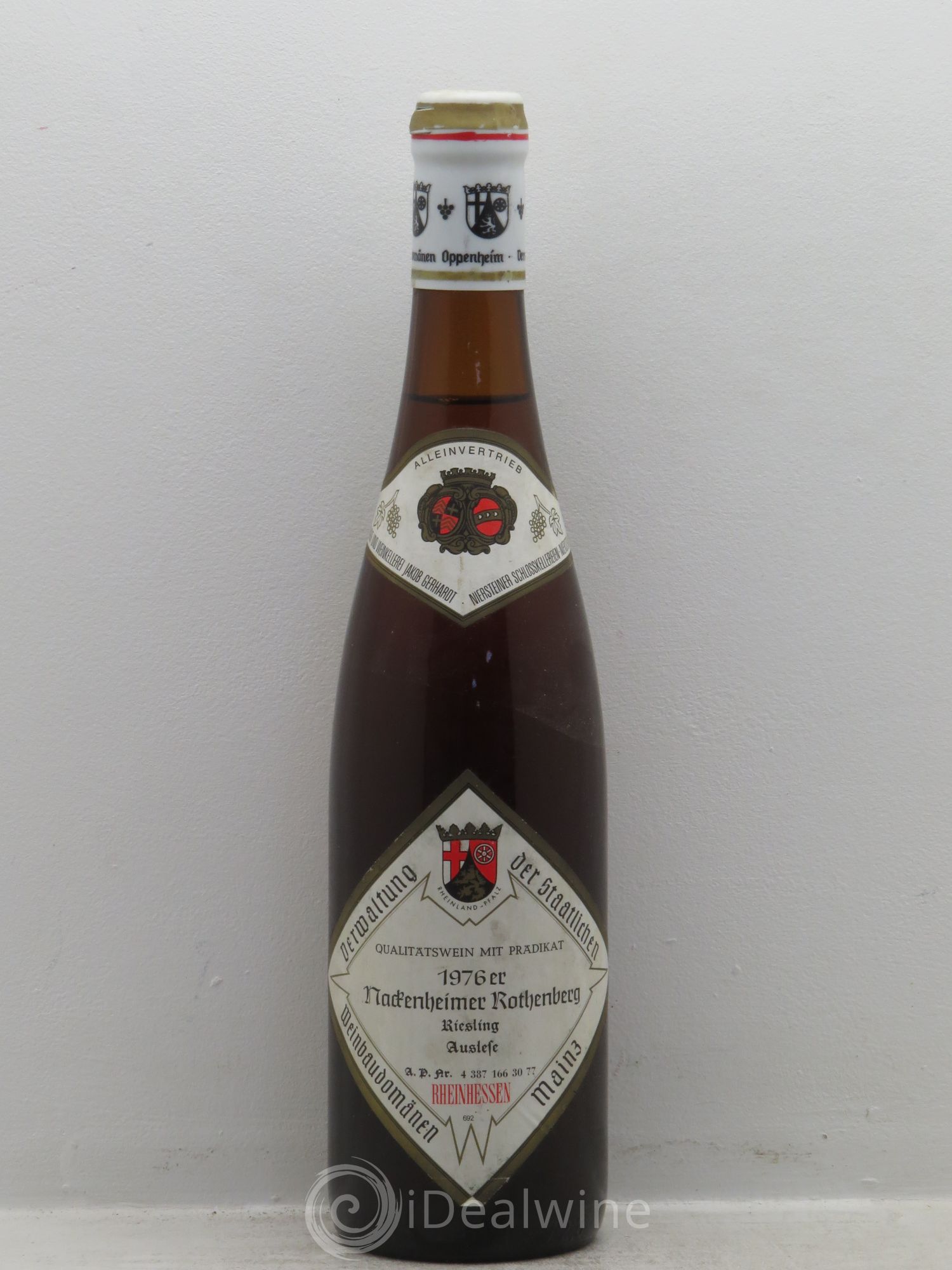 Allemagne Mosel-Saar Rheingau Nackenheimer Rothenberg Riesling Auslese Staatliche Weinbau Domäne Mainz Staatliche Weinbau 1976 - Posten von 1 Flasche - 0
