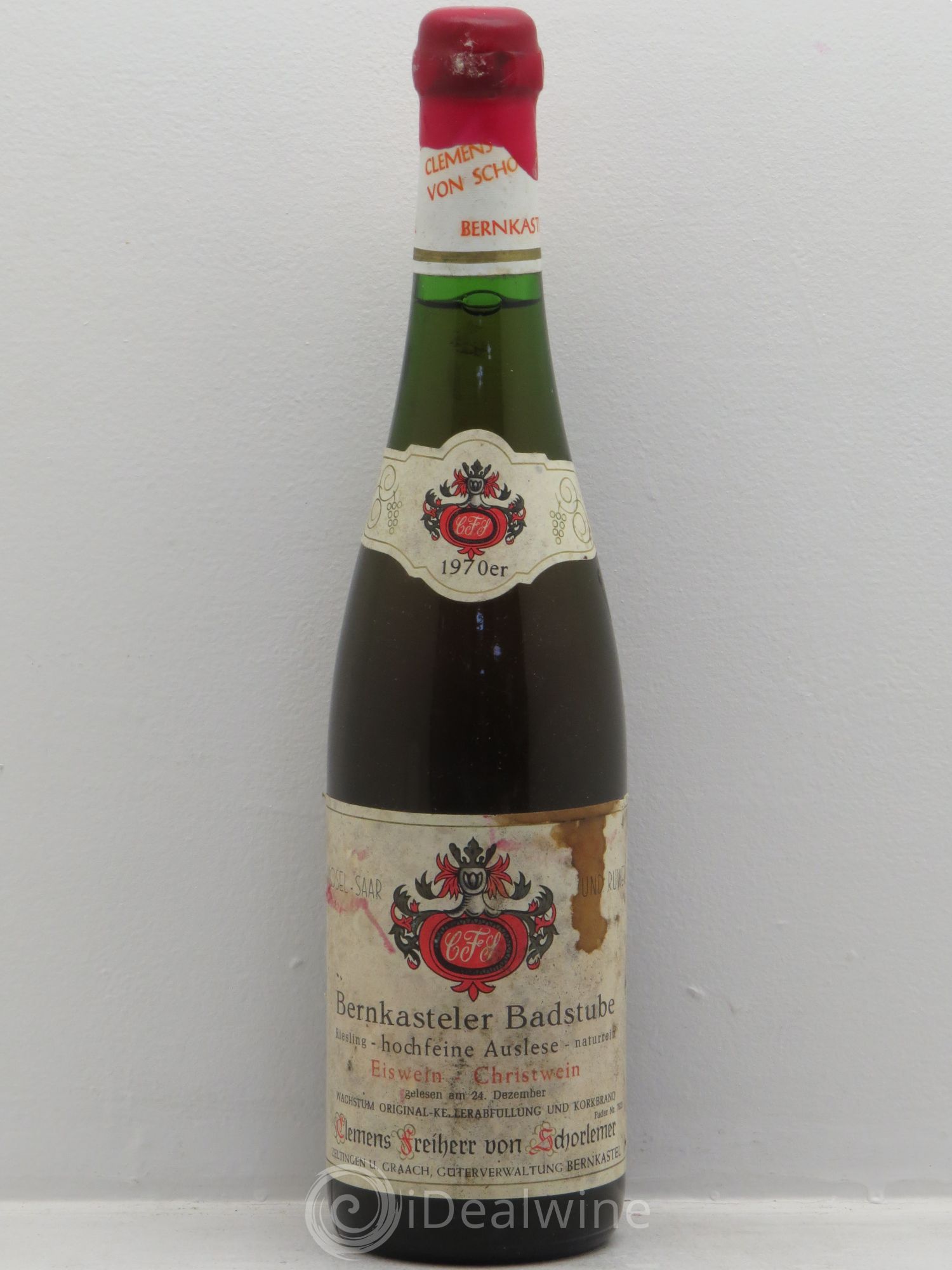 Riesling Mosel Bernkasteler Badstube Riesling Auslese-Eiswein-Christwein Freiherr von Schorlemer 1970 - Posten von 1 Flasche - 0