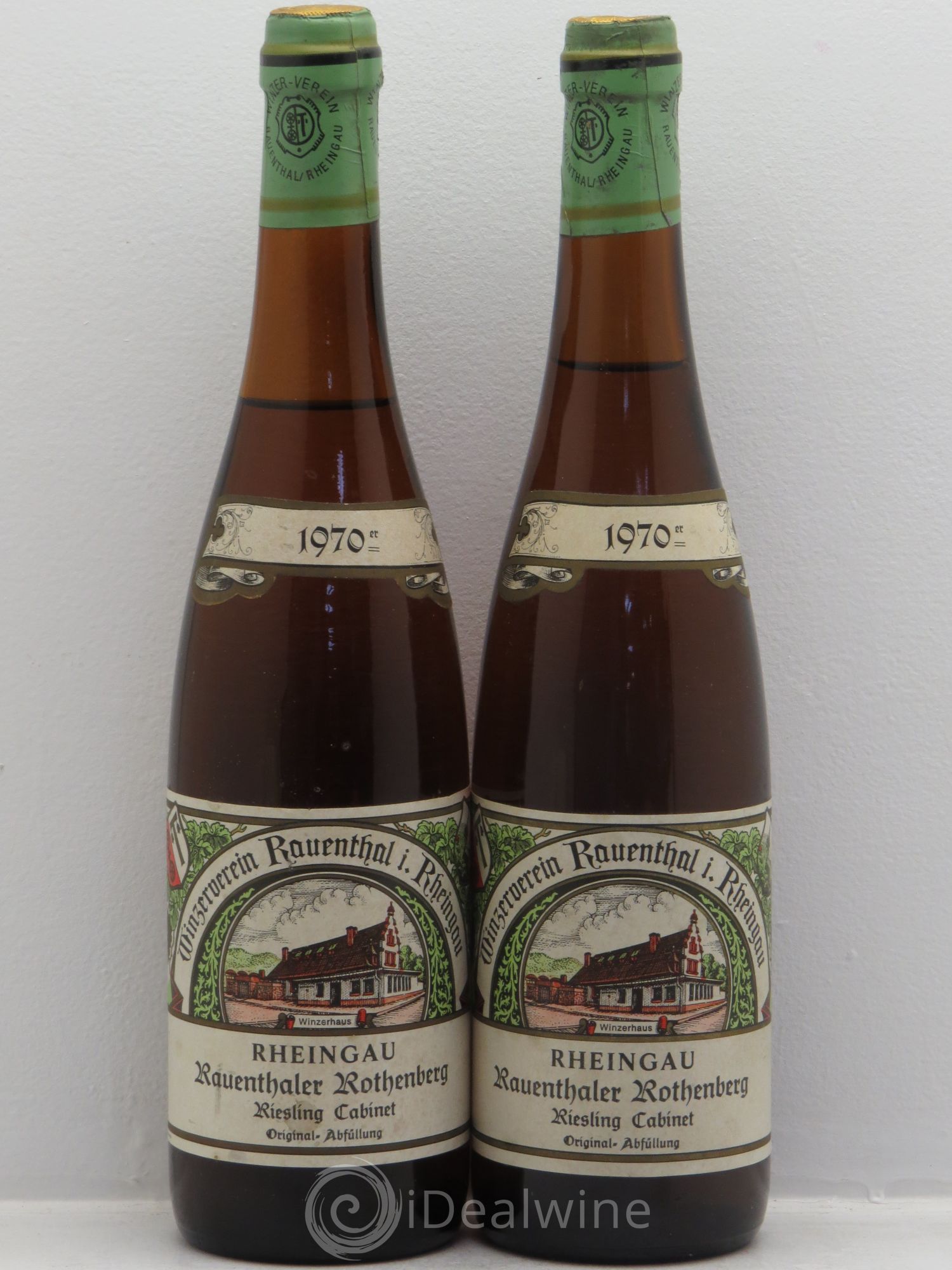 Riesling Rheingau Rauenthaler Rothenberg Riesling Cabinet Winzerverein Rauenthal 1970 - Posten von 2 Flaschen - 0