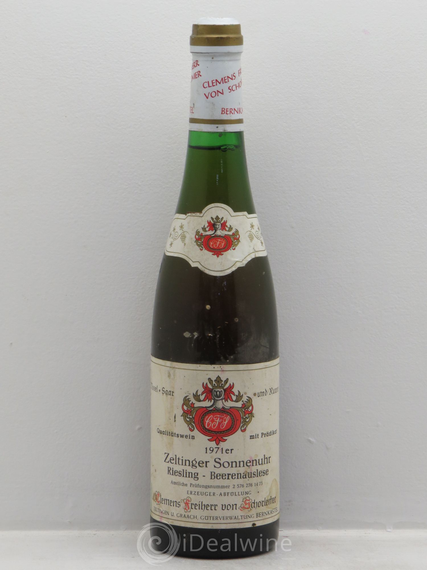 Riesling Mosel Zeltinger Sonnenuhr Riesling Beerenauslese Freiherr von Schorlemer 1971 - Posten von 1 Flasche - 0
