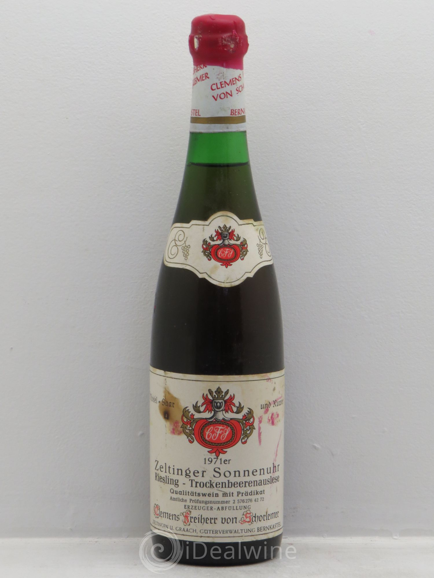 Riesling Mosel Zeltinger Sonnenuhr Riesling Trockenbeerenauslese Freiherr von Schorlemer 1971 - Lotto di 1 bottiglia - 0