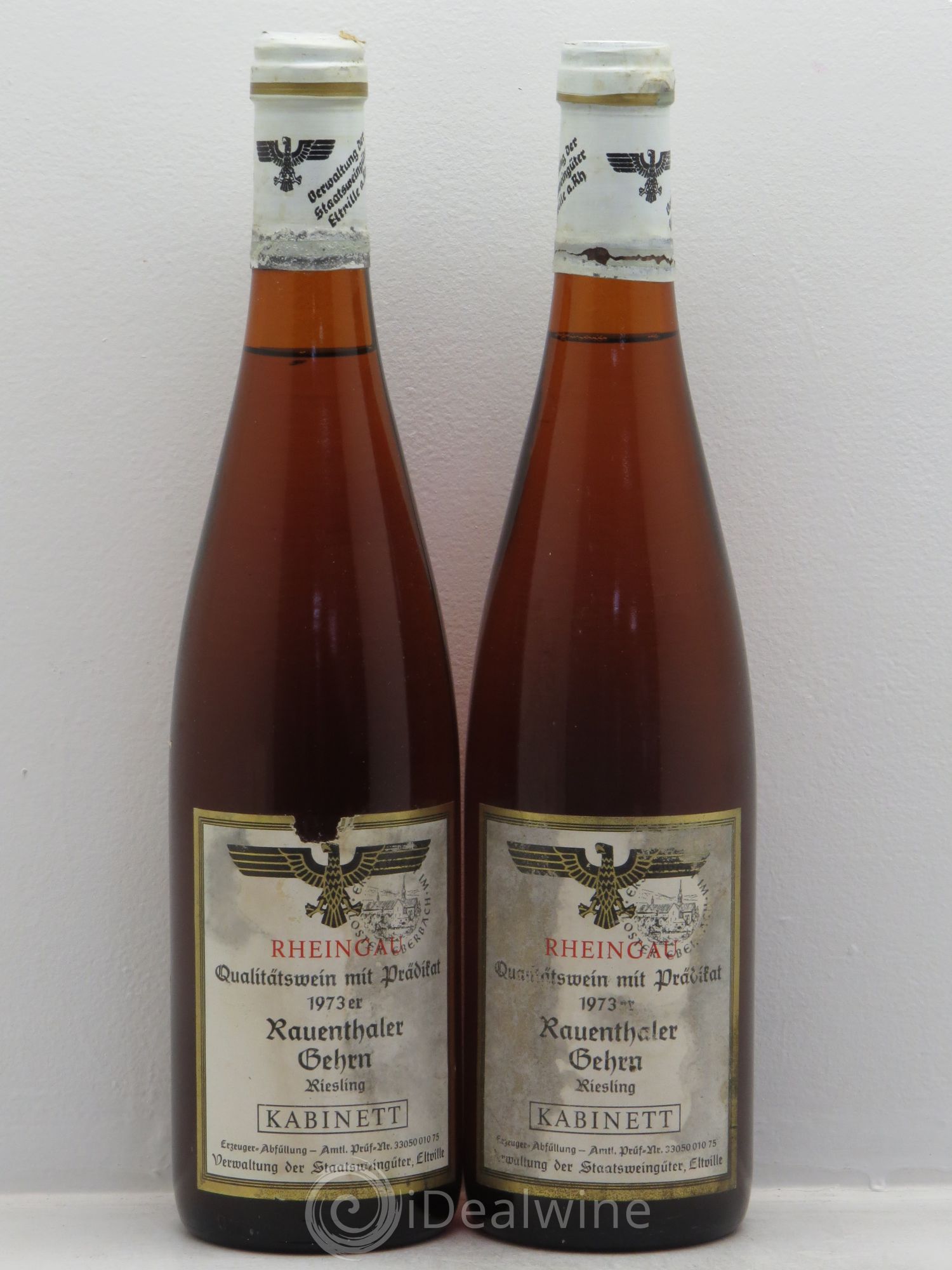 Riesling Rheingau Rauenthaler Gehrn Riesling Kabinett Verst Staatsweingüter Eltville (sans prix de réserve) 1973 - Posten von 2 Flaschen - 0