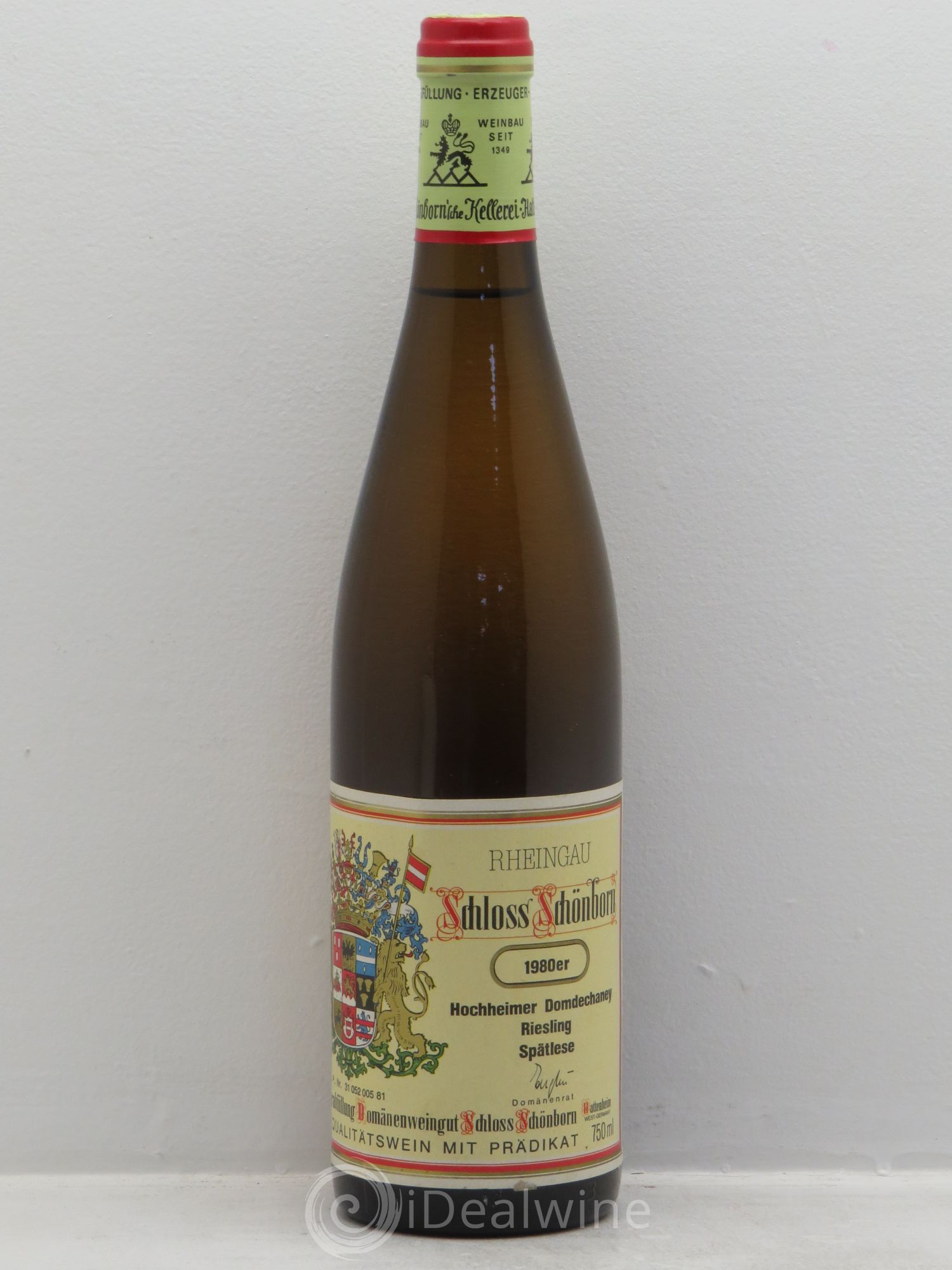 Riesling Rheingau Hochheimer Domdechaney Riesling Spätlese Schloss Schönborn 1980 - Posten von 1 Flasche - 0